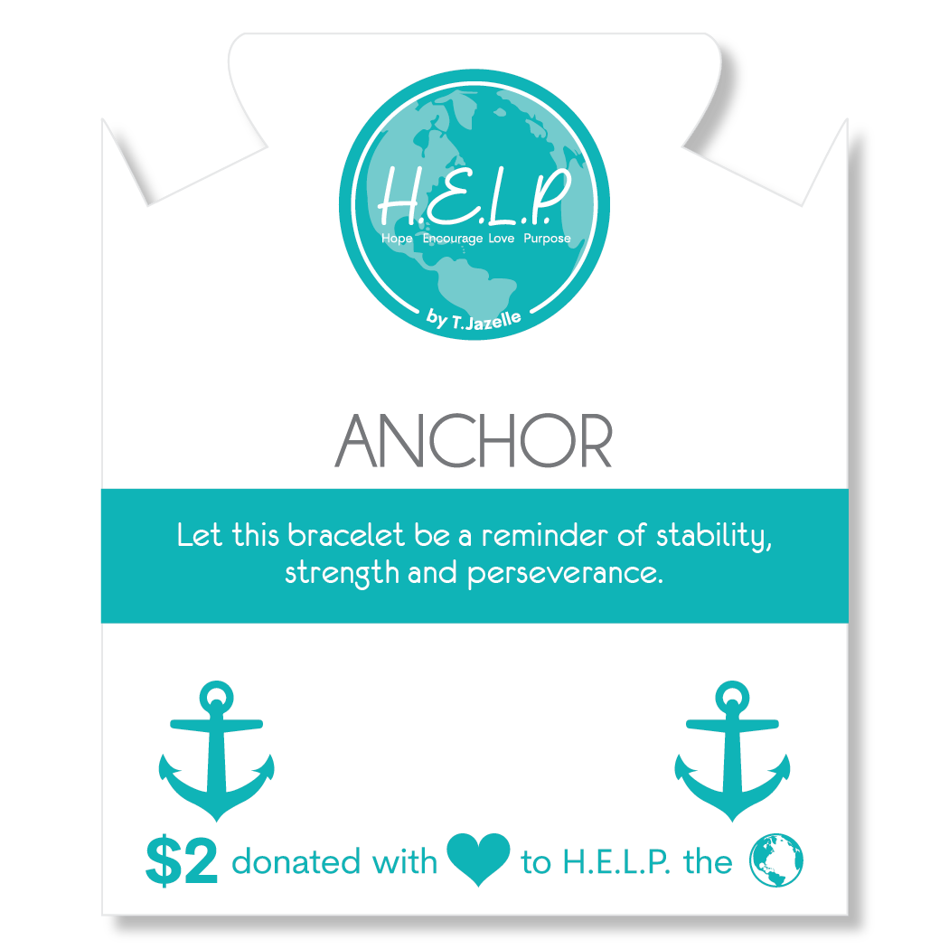 Anchor Charm with Pink Zebra Jade Charity Bracelet