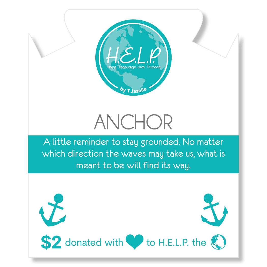 Anchor Charm with Aqua Crystal Charity Bracelet