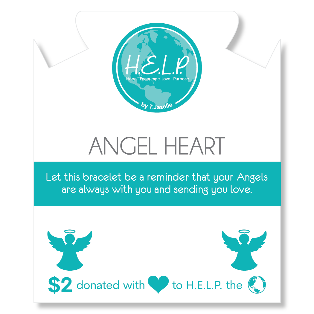 Angel Heart Charm with Blue Zebra Jade Charity Bracelet