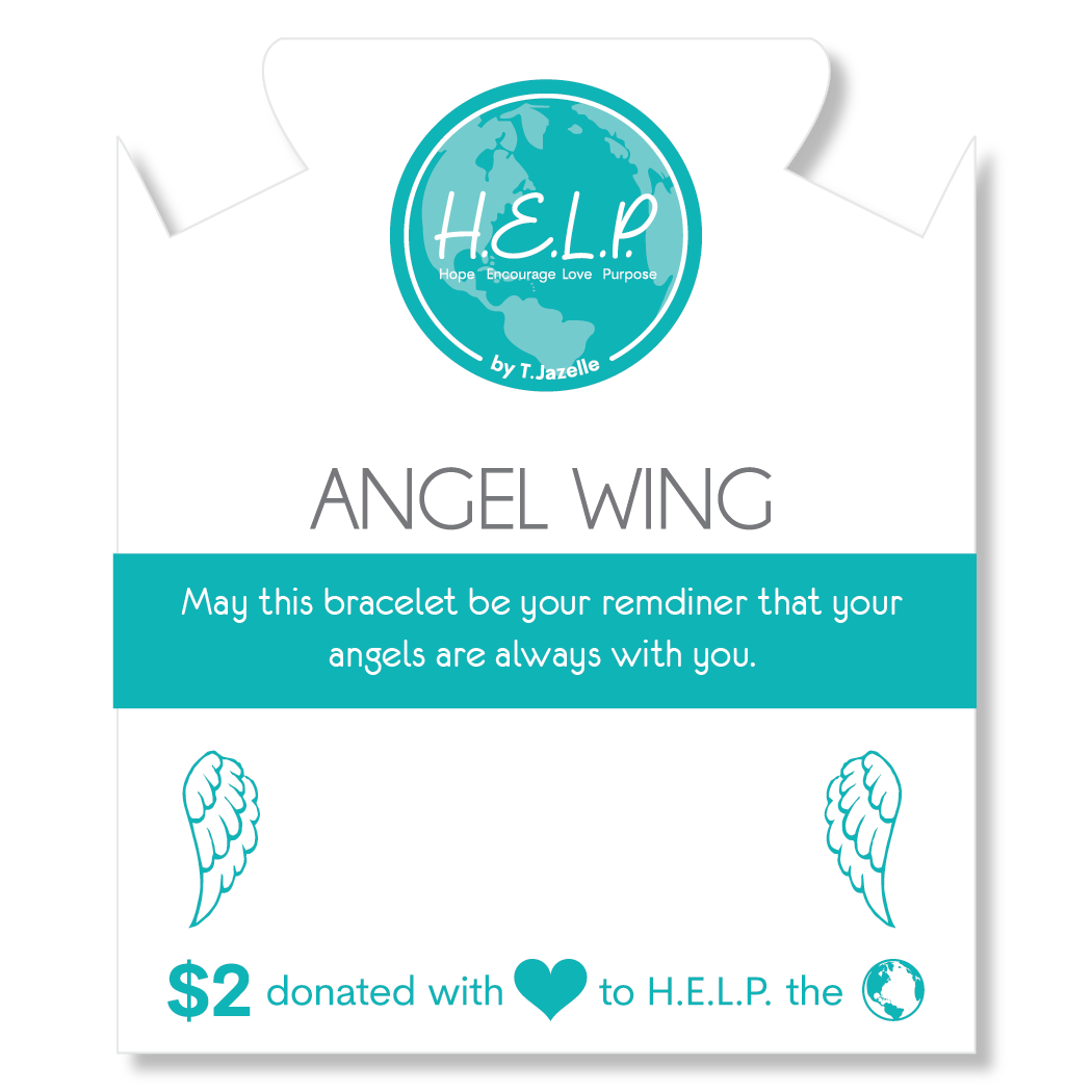 Angel Wing Cutout Charm with Purple Crystal Charity Bracelet