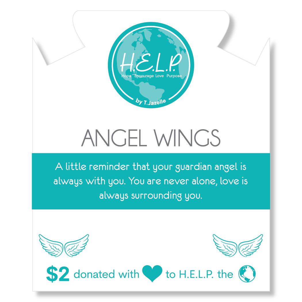 Angel Wings Charm with Aqua Crystal Charity Bracelet