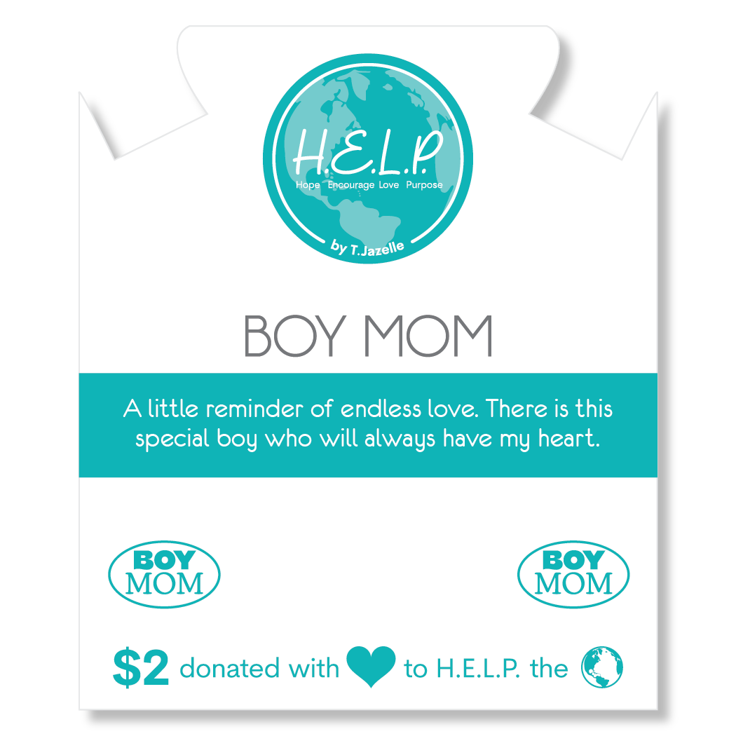 Boy Mom Charm with Pink Crystal Charity Bracelet