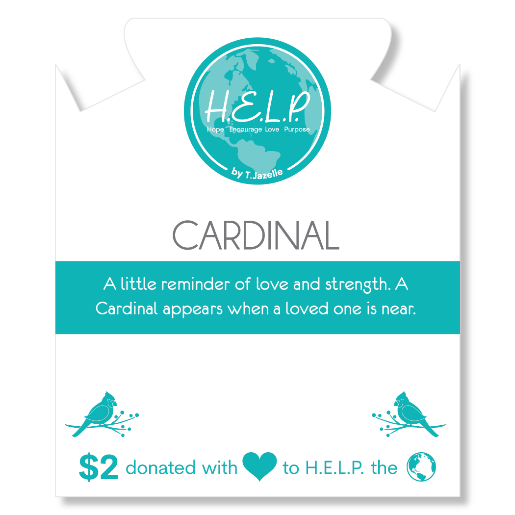 Cardinal Charm with Teal Selenite Charity Bracelet