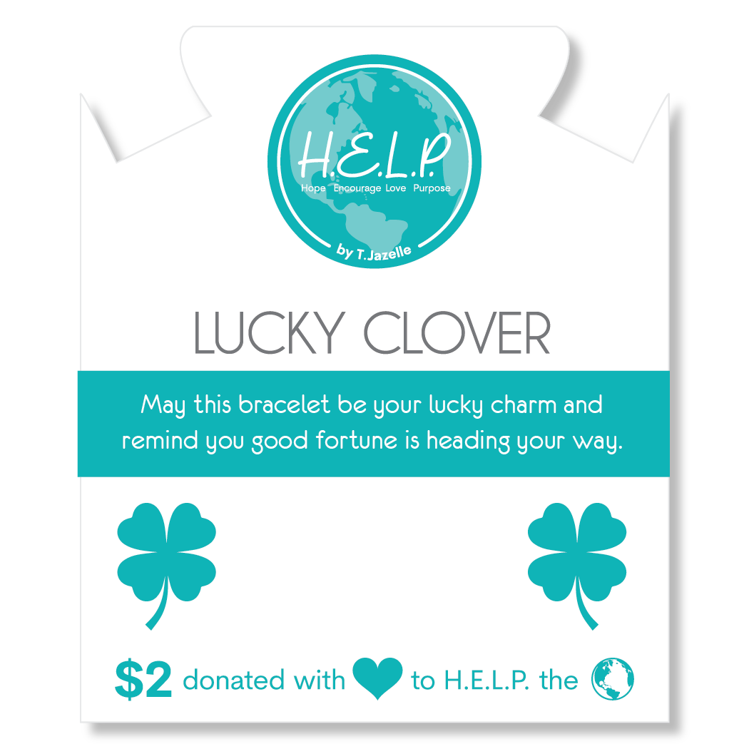 Clover Charm with Teal Selenite Charity Bracelet