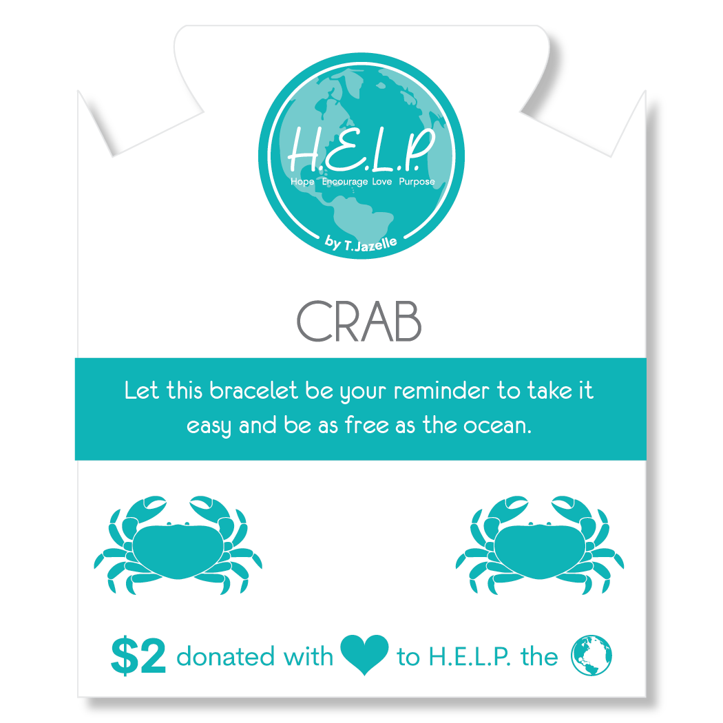 Crab Charm with Teal Selenite Charity Bracelet