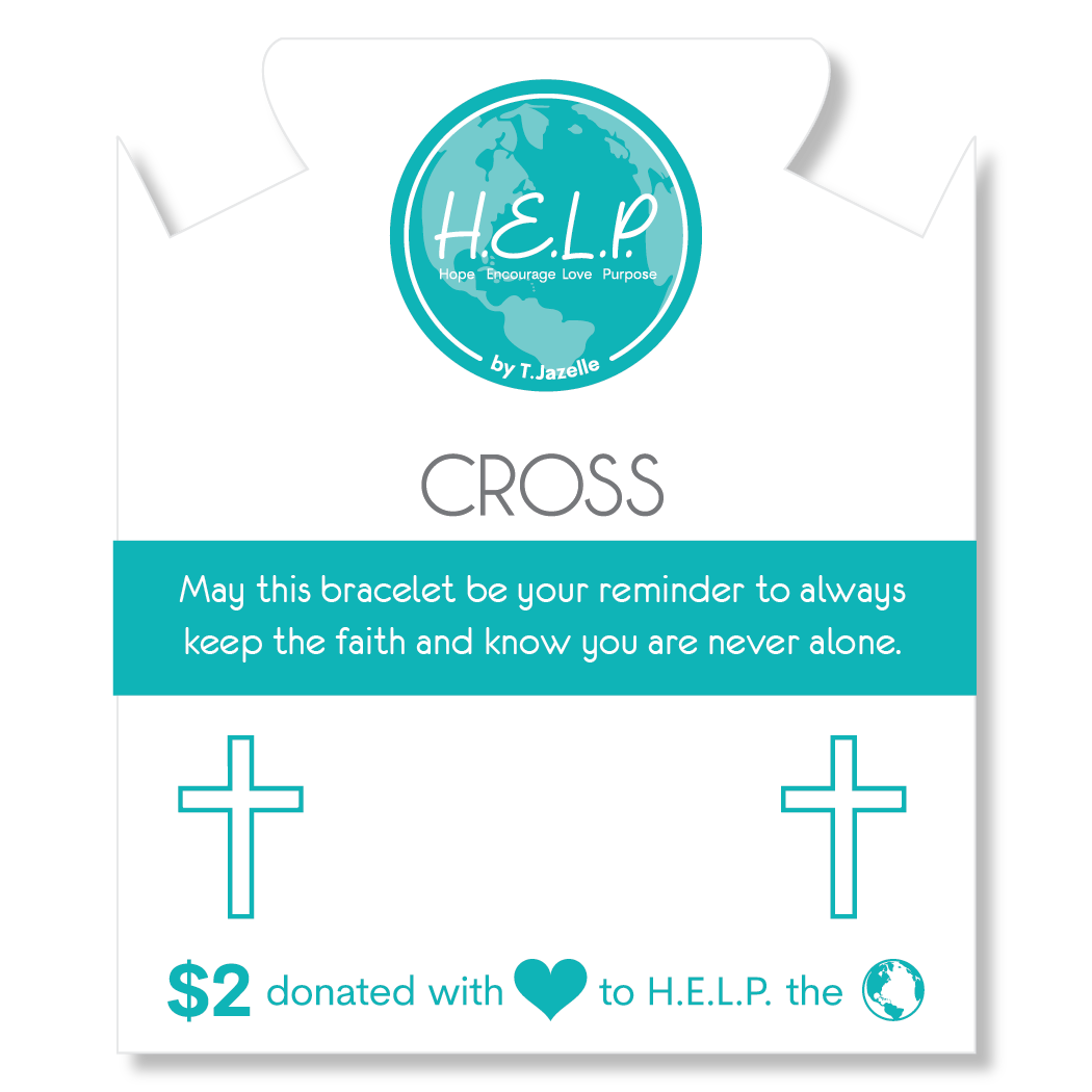 Cross Charm with Teal Selenite Charity Bracelet