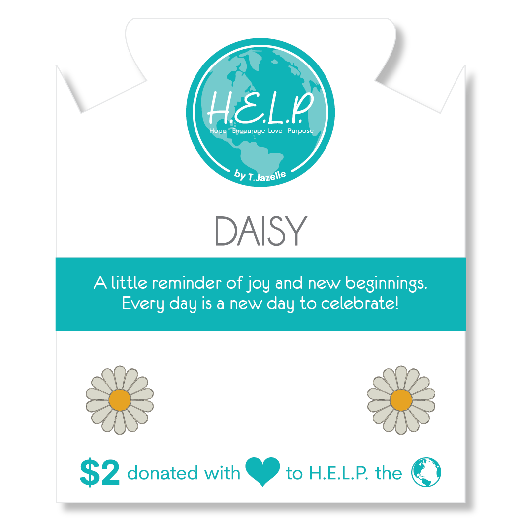 Daisy Enamel Charm with Teal Selenite Charity Bracelet