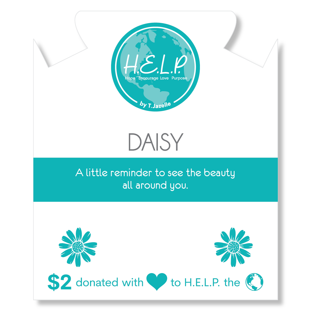 Daisy Charm with Teal Selenite Charity Bracelet