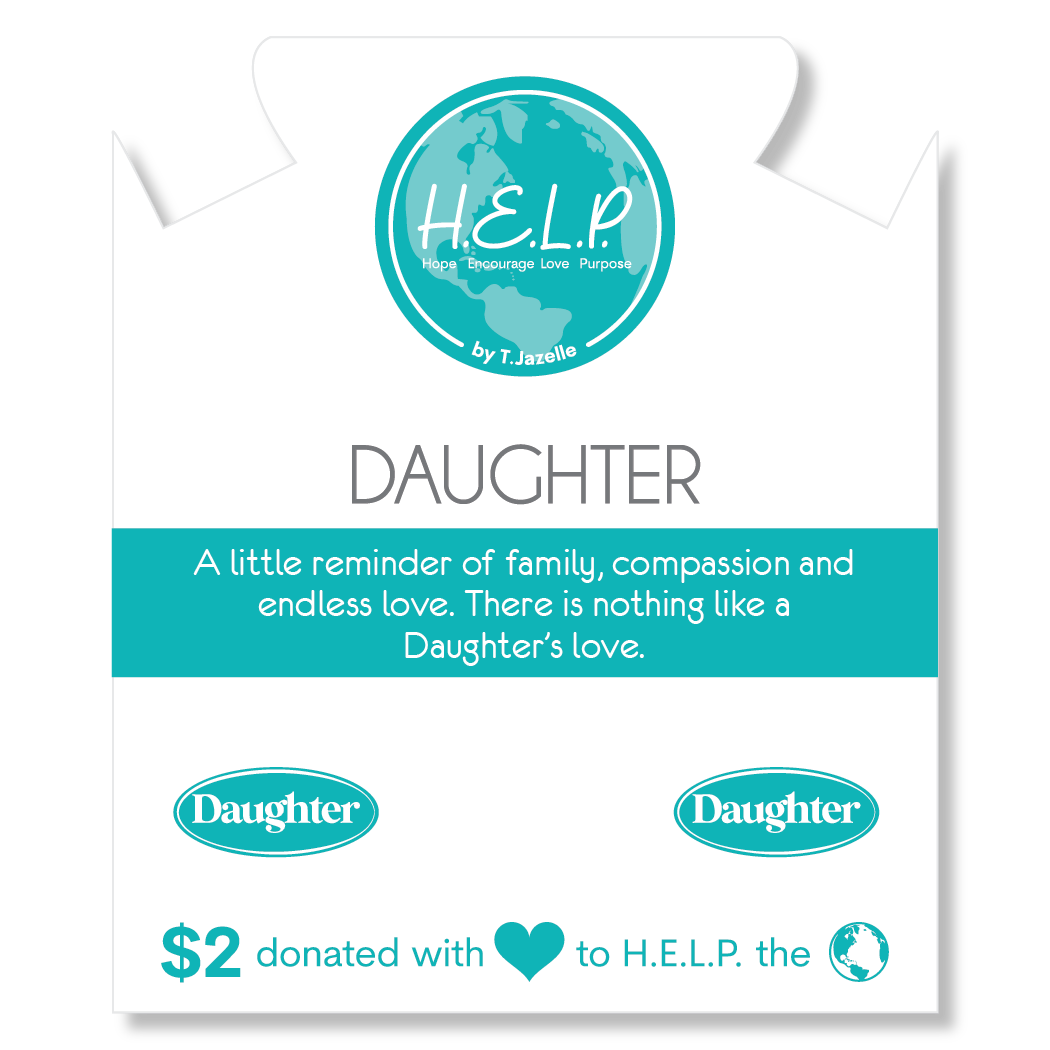 Daughter Charm with Teal Selenite Charity Bracelet