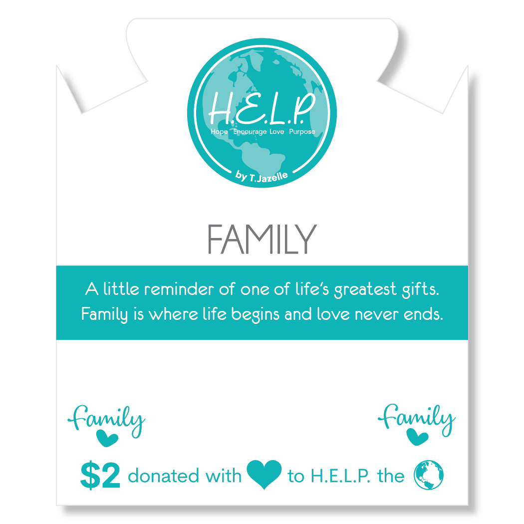 Family Charm with Teal Selenite Charity Bracelet