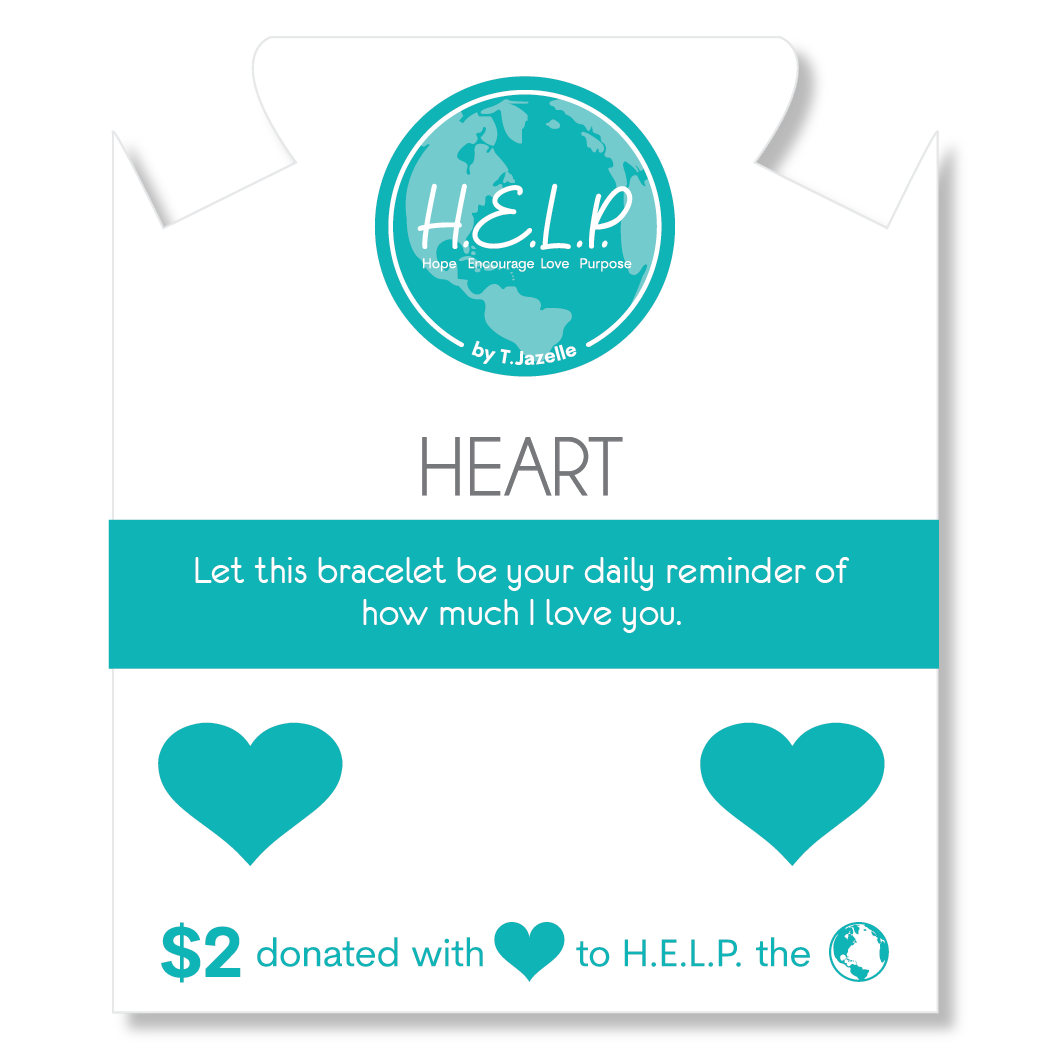 Heart Cutout Charm with Teal Selenite Charity Bracelet