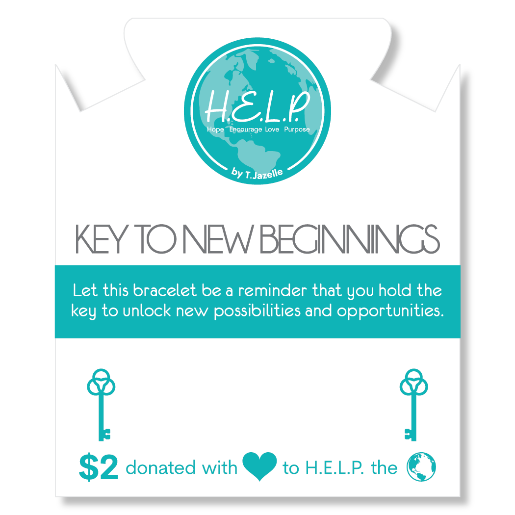 Key to New Beginnings Charm with Teal Selenite Charity Bracelet