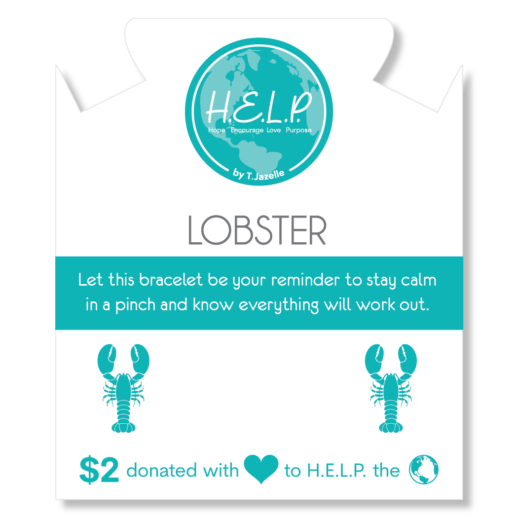 Lobster Charm with Aqua Crystal Charity Bracelet