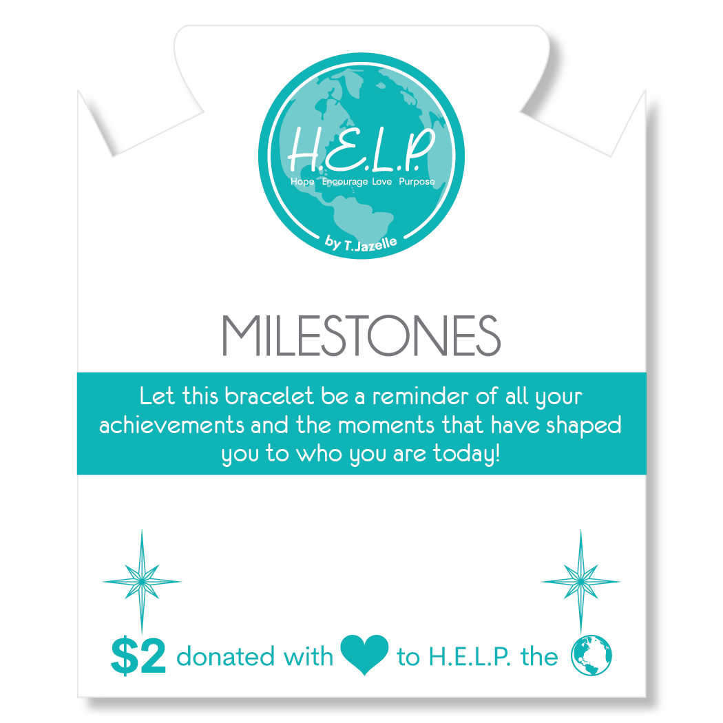 Milestone Charm with Teal Selenite Charity Bracelet