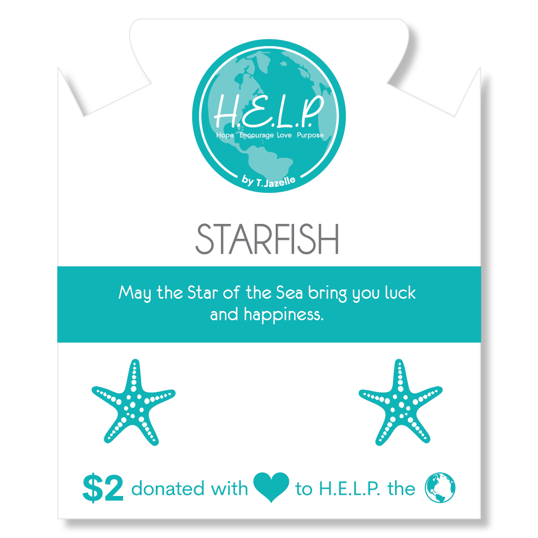 Starfish Cutout Charm with Teal Selenite Charity Bracelet