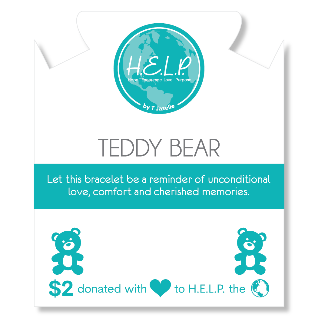 Teddy Bear Charm with White Cats Eye Charity Bracelet