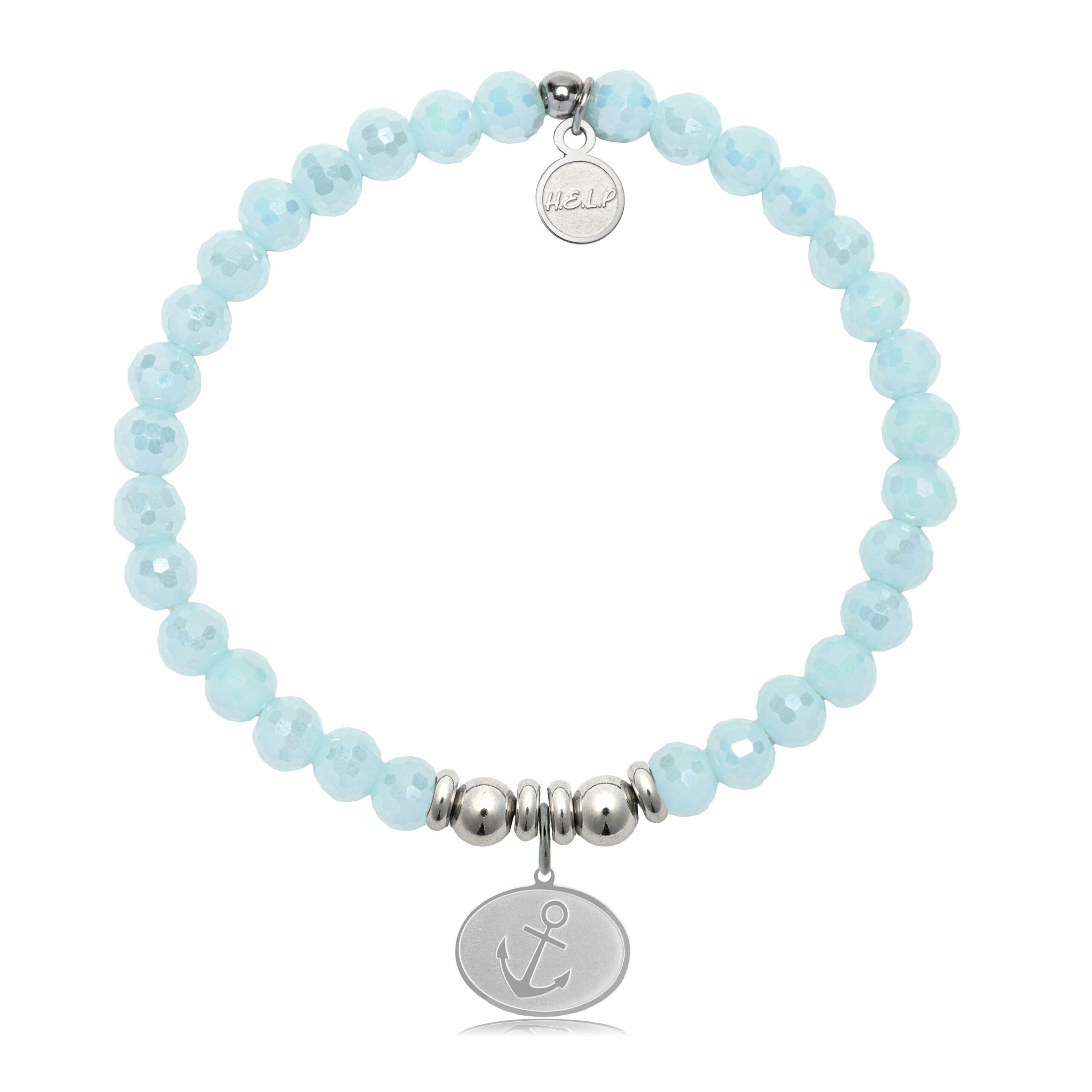 Anchor Charm with Aqua Crystal Charity Bracelet