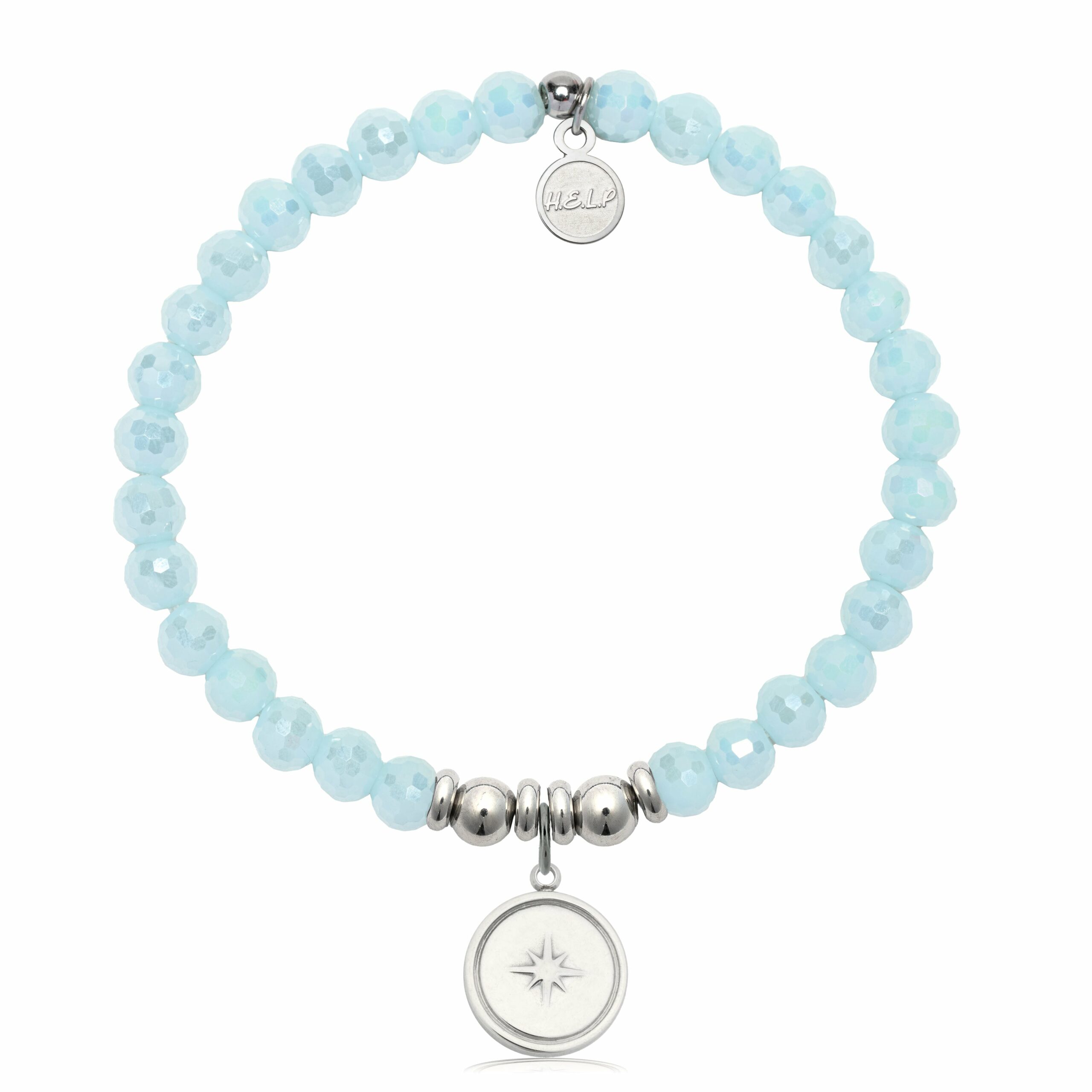 Milestone Charm with Aqua Crystal Charity Bracelet