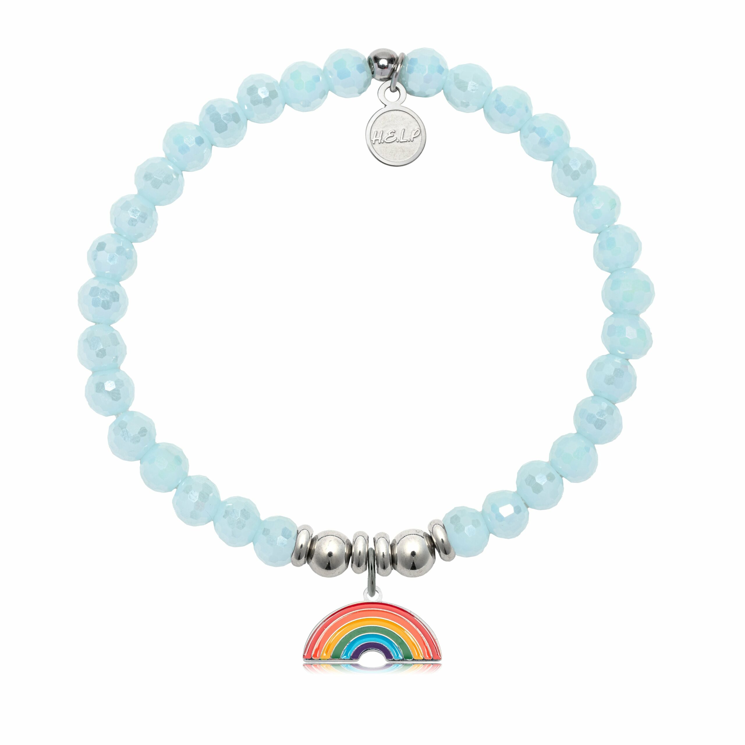 Rainbow Enamel Charm with Aqua Crystal Charity Bracelet