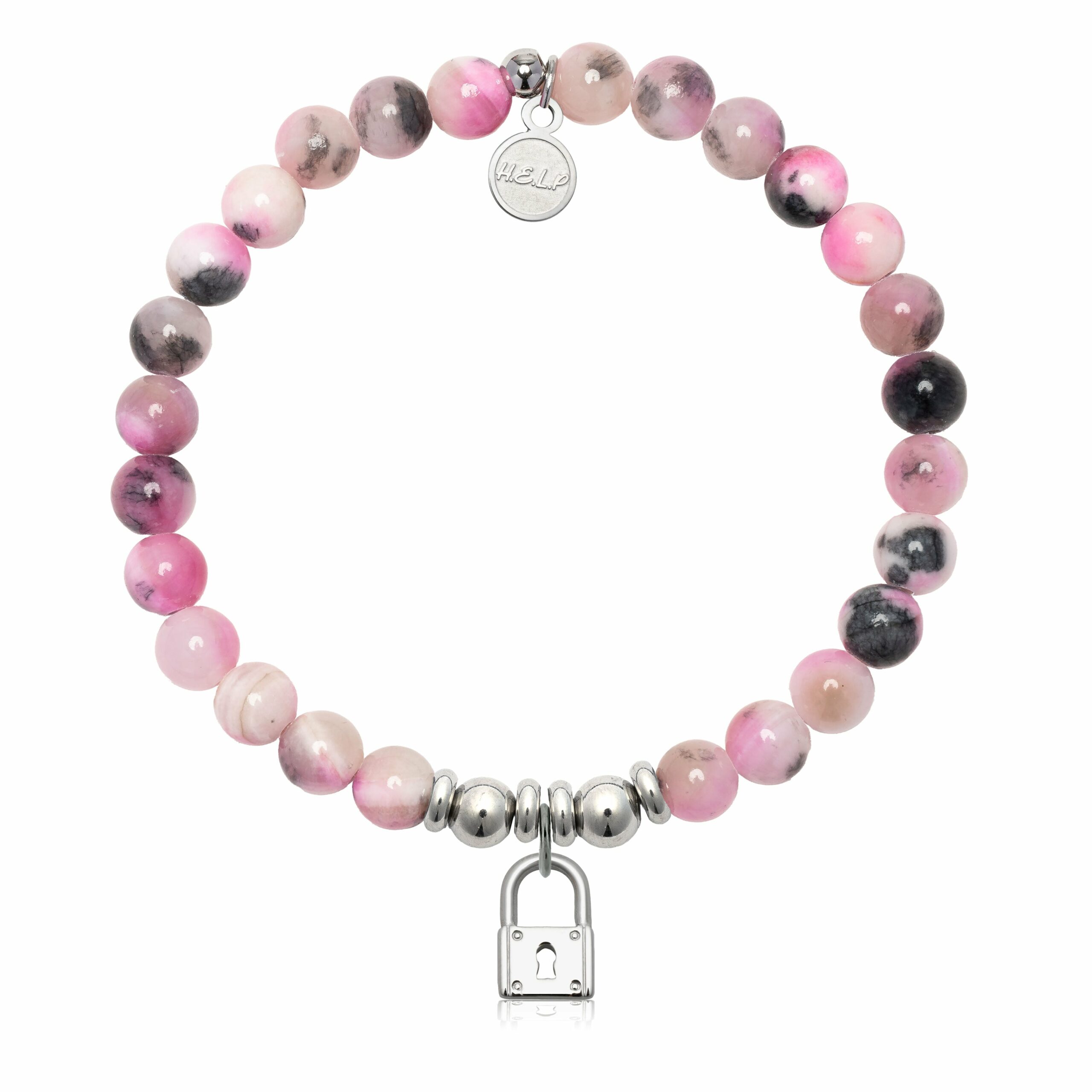 Unbreakable Charm with Pink Zebra Jade Charity Bracelet