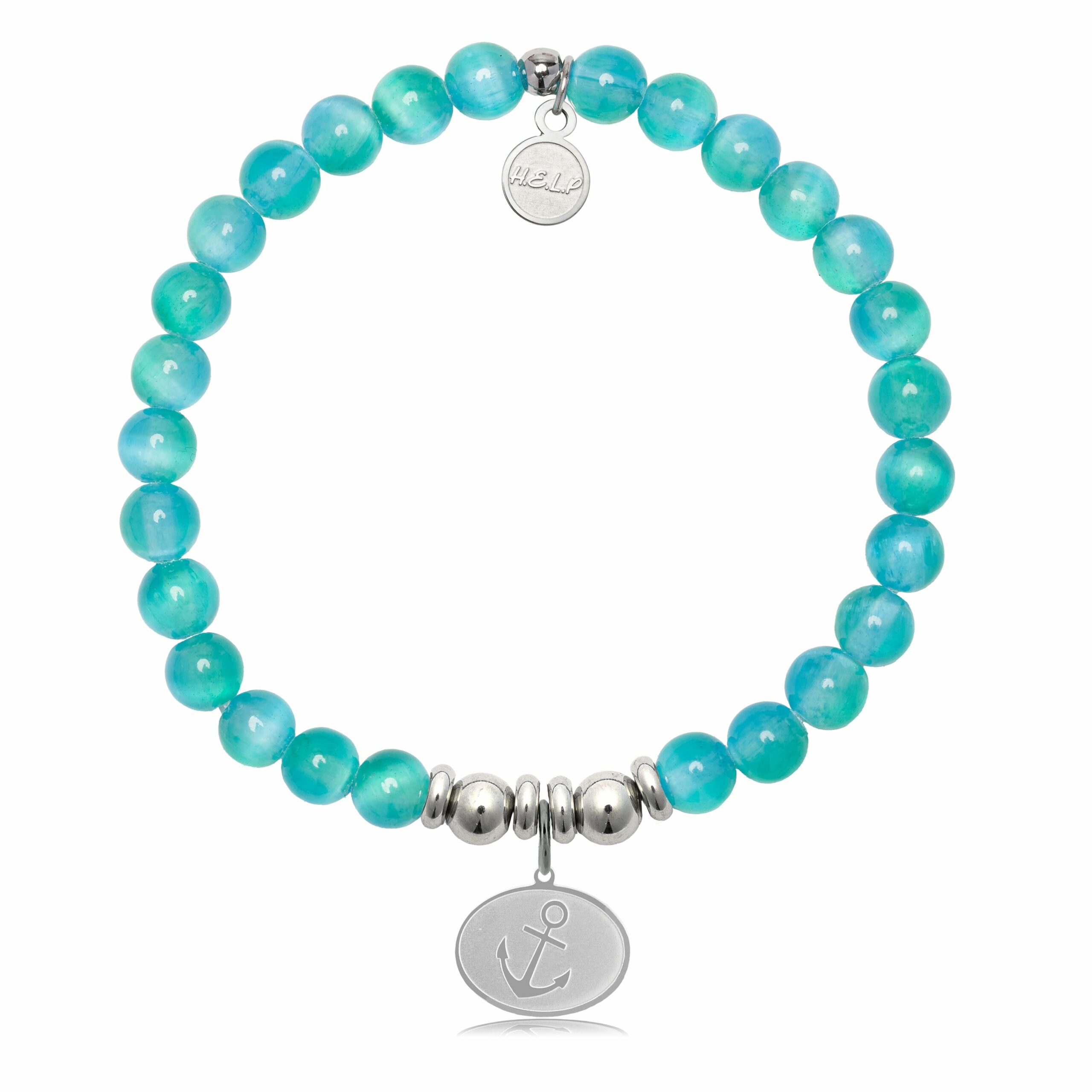 Anchor Charm with Teal Selenite Charity Bracelet