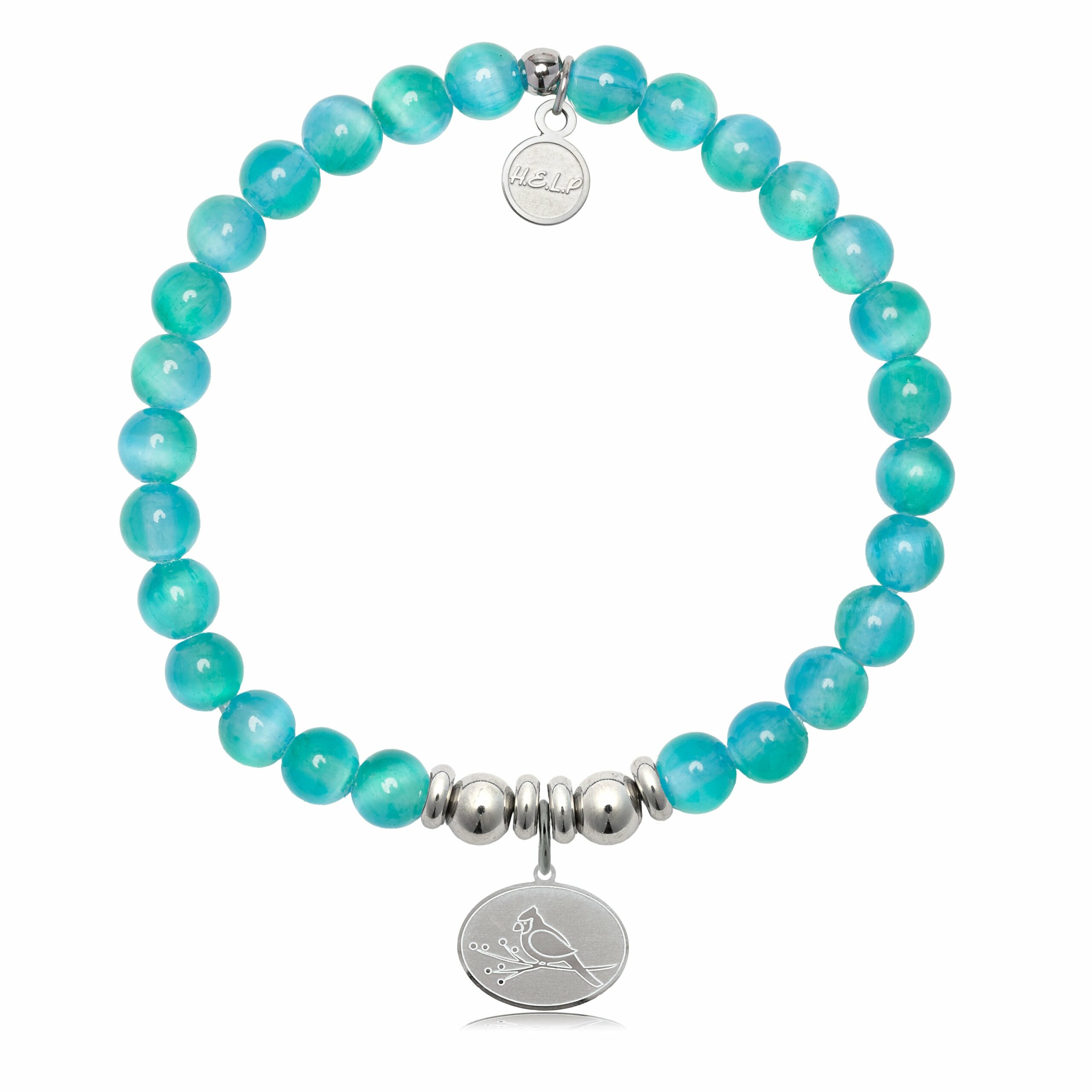 Cardinal Charm with Teal Selenite Charity Bracelet