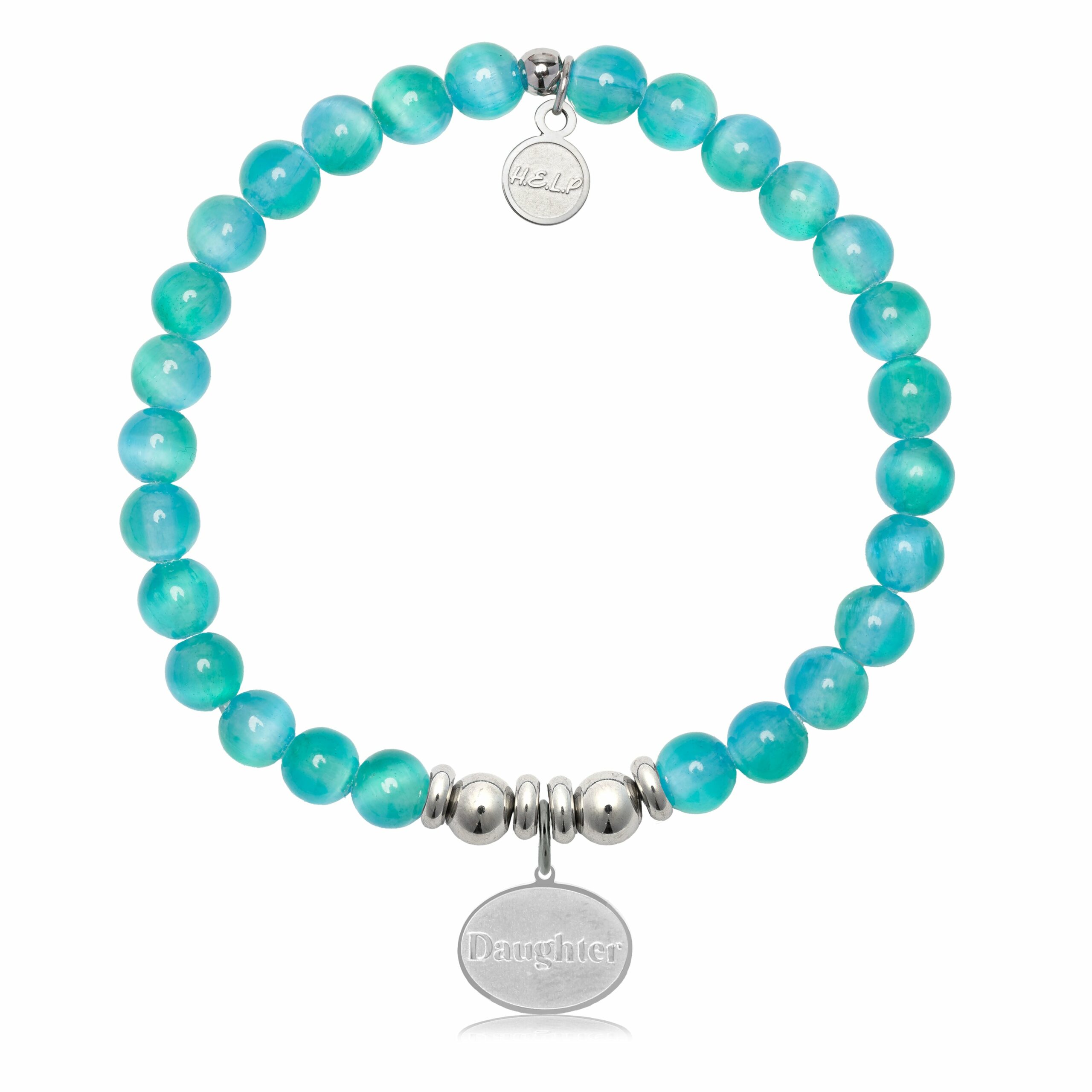 Daughter Charm with Teal Selenite Charity Bracelet