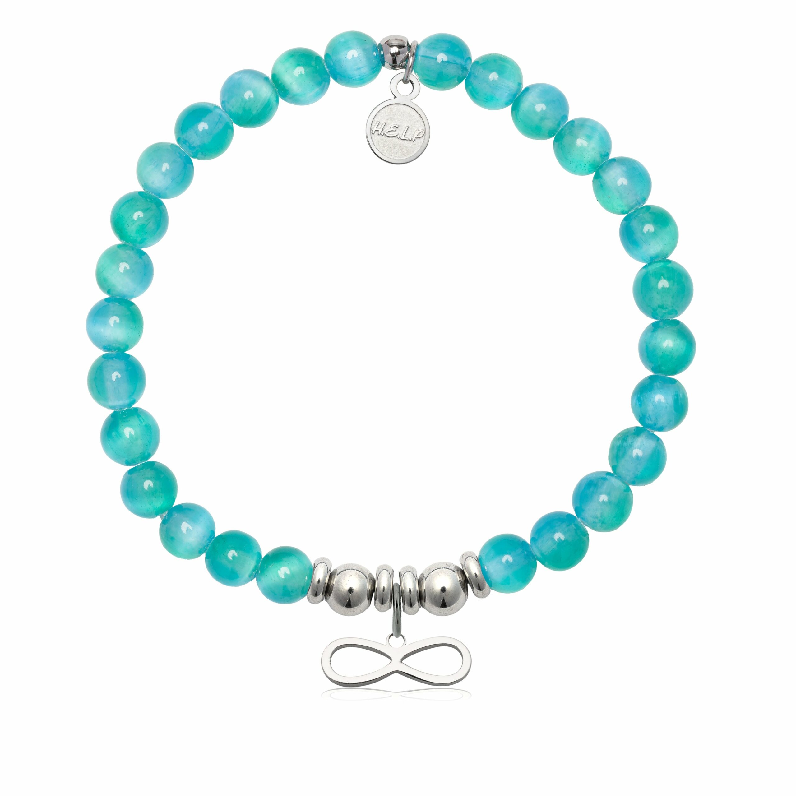 Infinity Charm with Teal Selenite Charity Bracelet