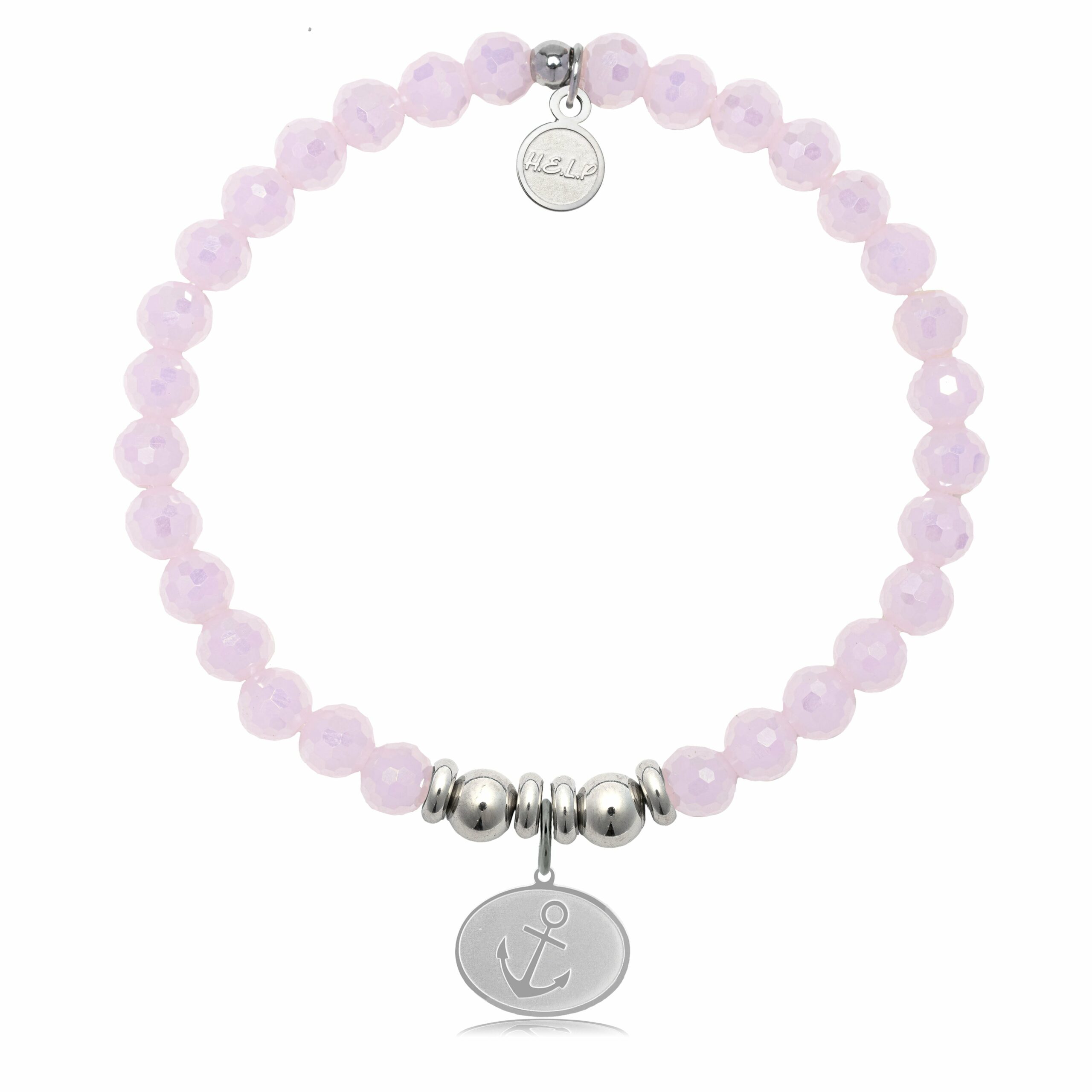 Anchor Charm with Pink Crystal Charity Bracelet