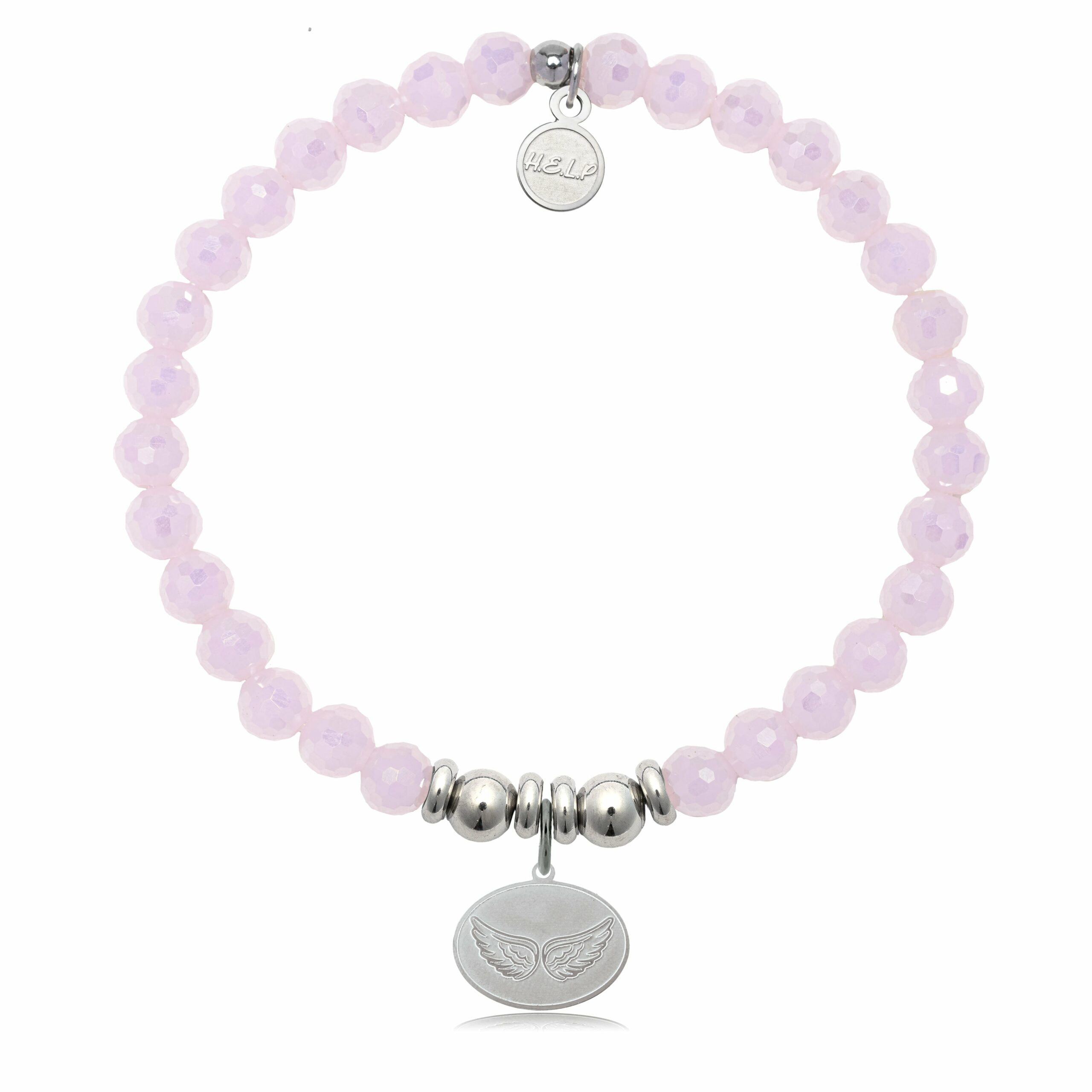 Angel Wings Charm with Pink Crystal Charity Bracelet