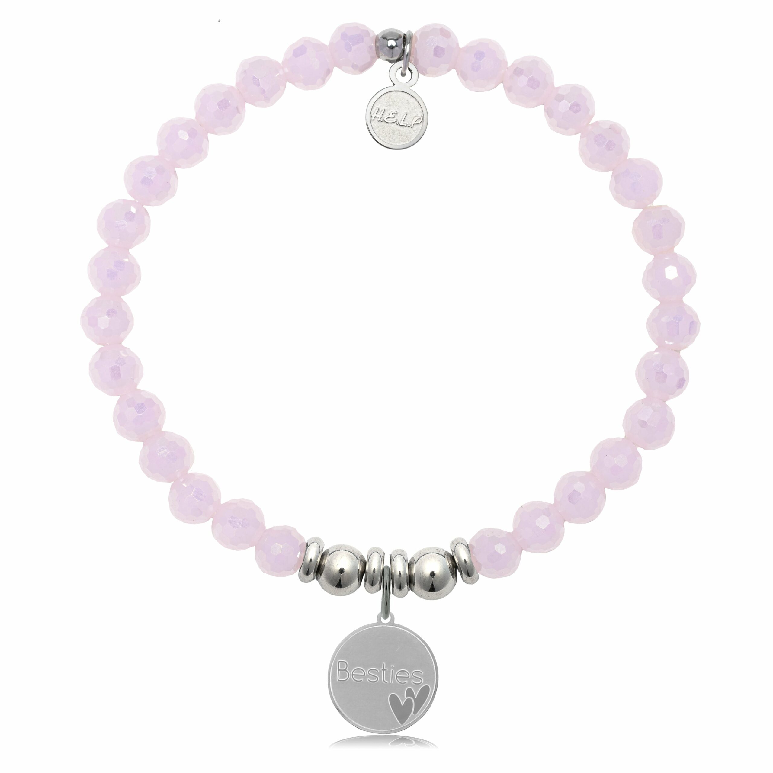 Bestie Charm with Pink Crystal Charity Bracelet