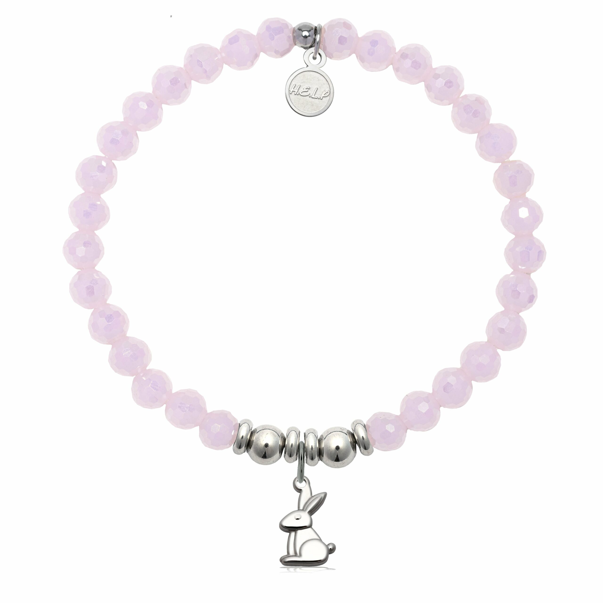 Bunny Charm with Pink Crystal Charity Bracelet