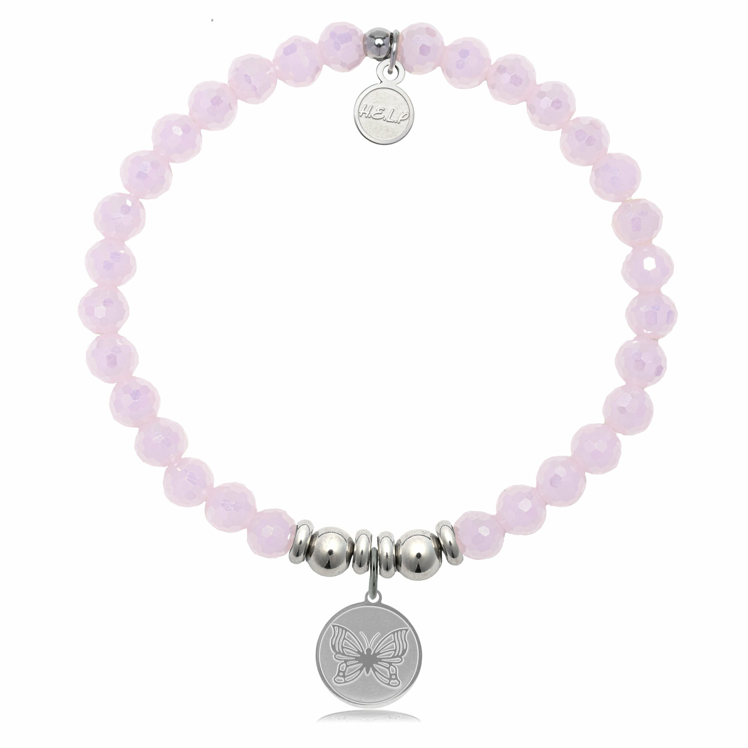 Butterfly Charm with Pink Crystal Charity Bracelet