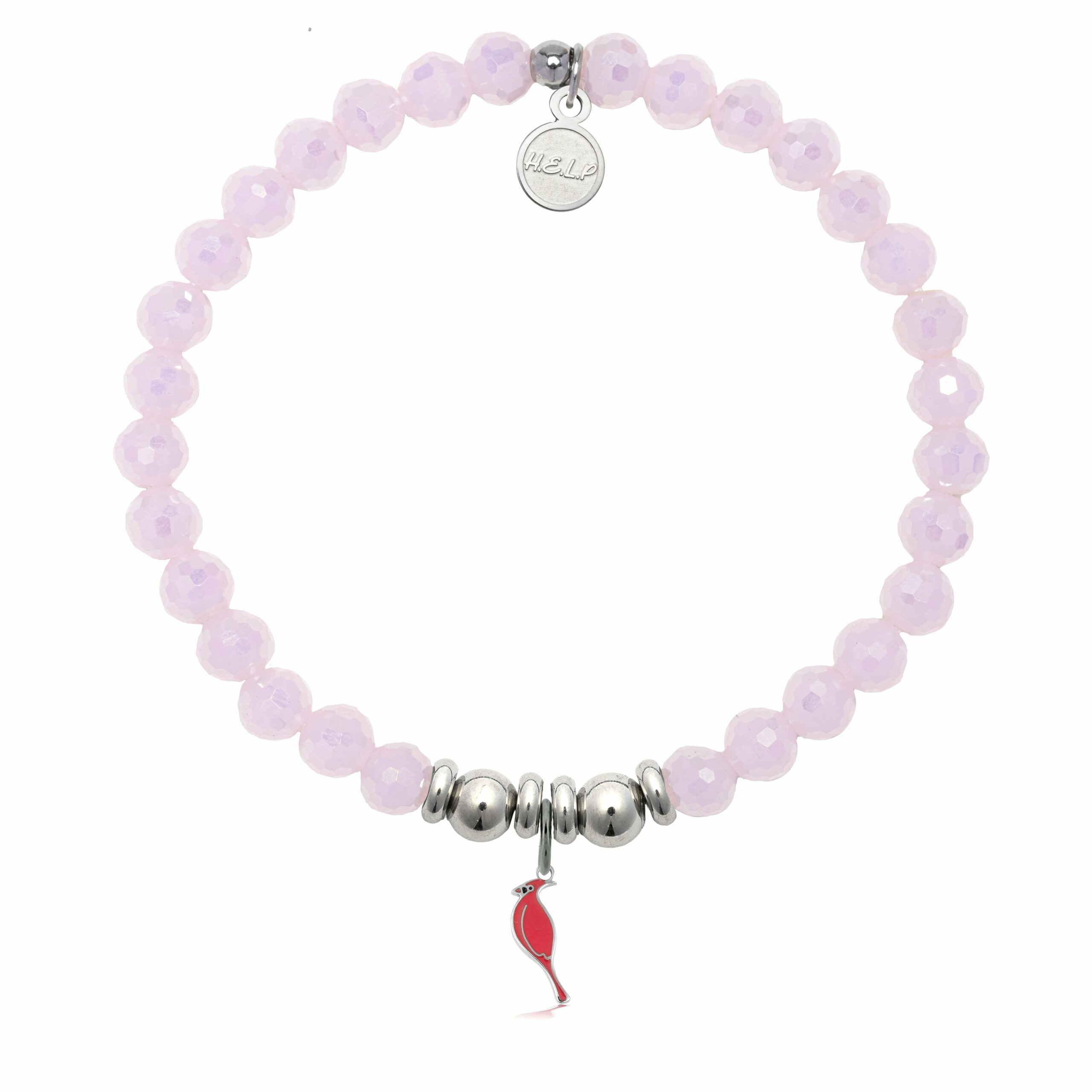 Cardinal Enamel Charm with Pink Crystal Charity Bracelet