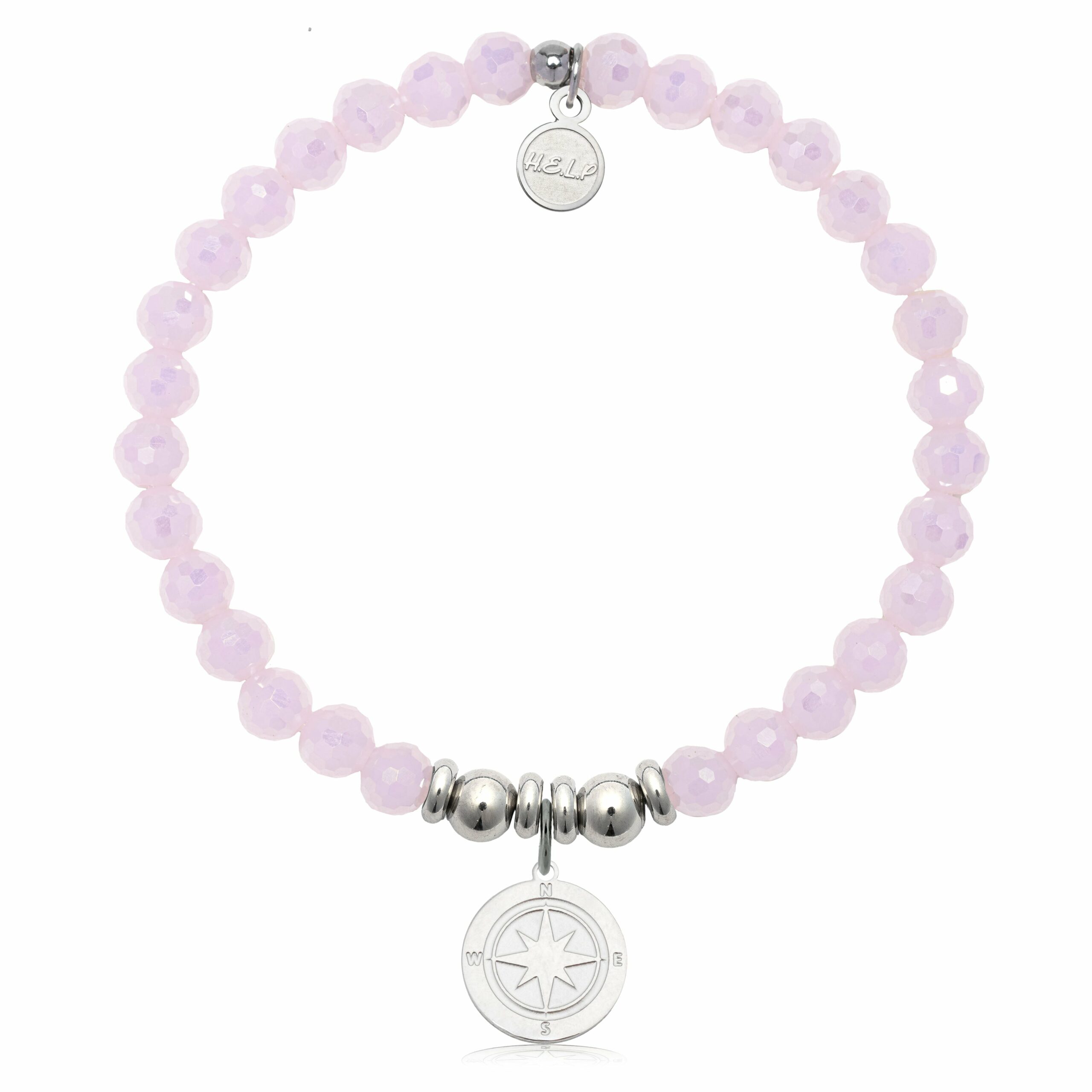 Compass Rose Charm with Pink Crystal Charity Bracelet