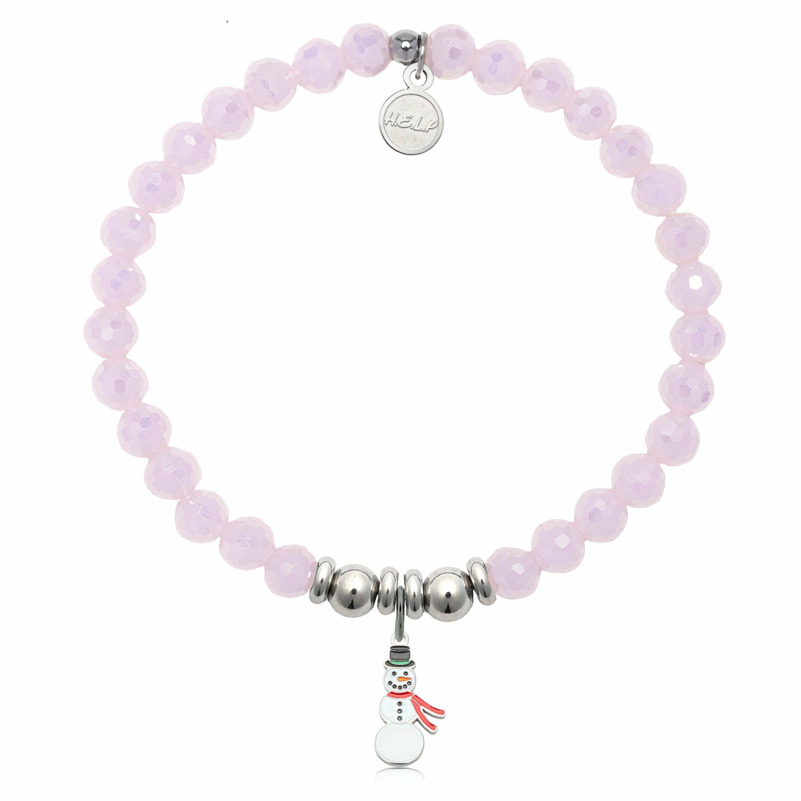 Frosty Charm with Pink Crystal Charity Bracelet