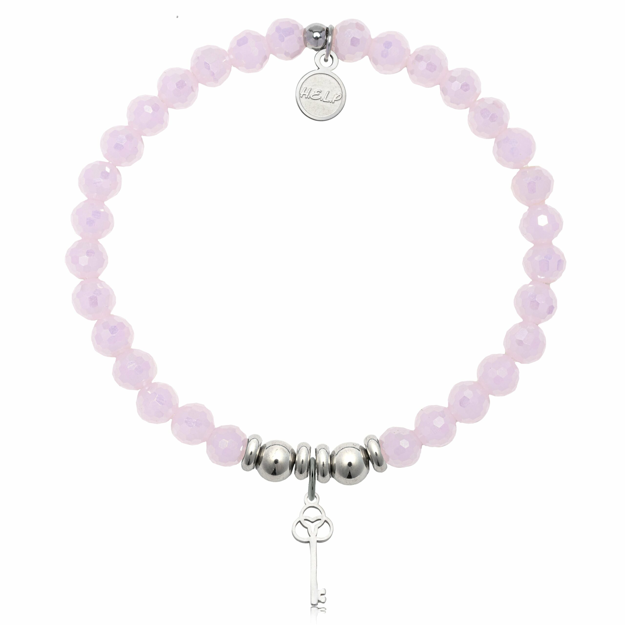 Key to New Beginnings Charm with Pink Crystal Charity Bracelet