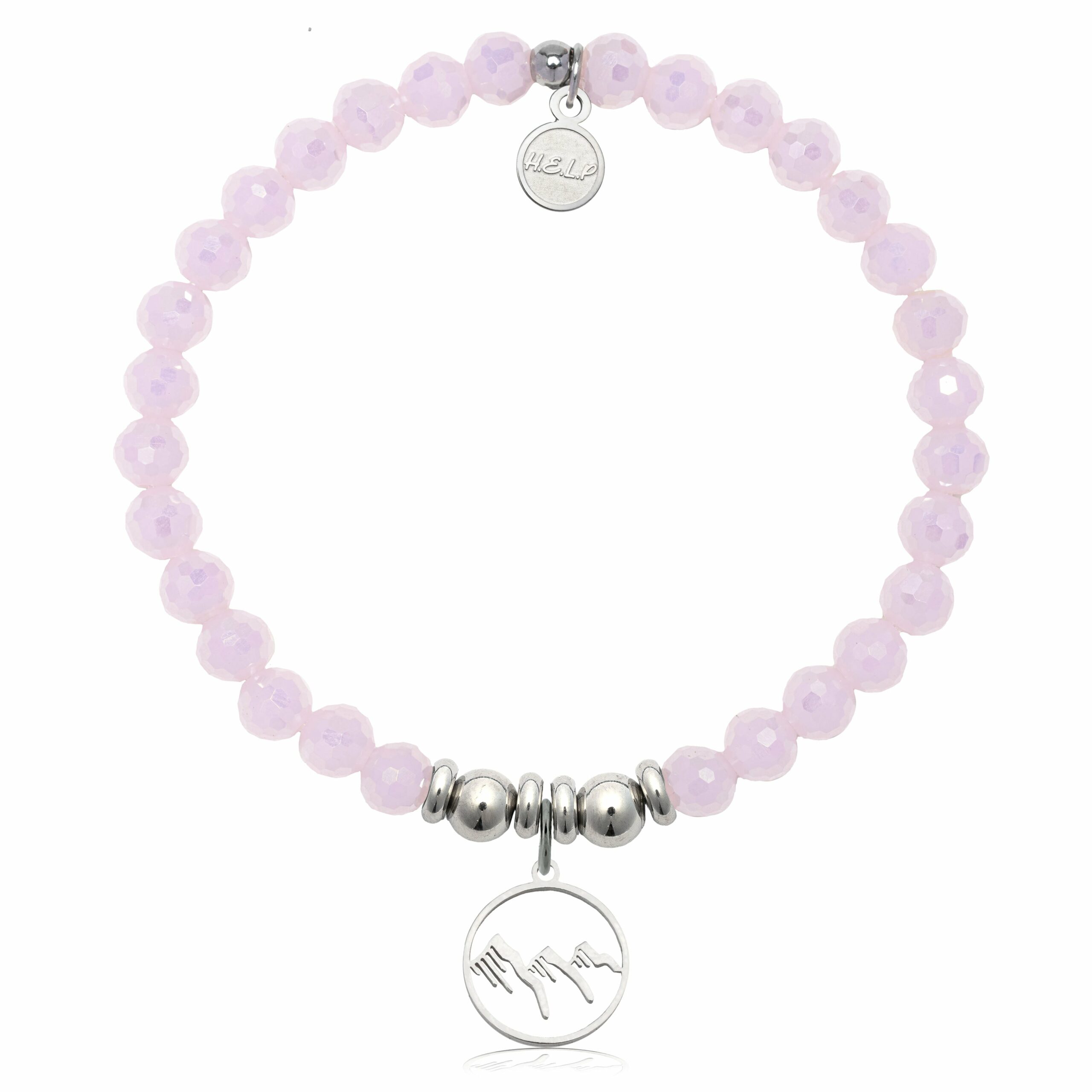 Mountain Charm with Pink Crystal Charity Bracelet