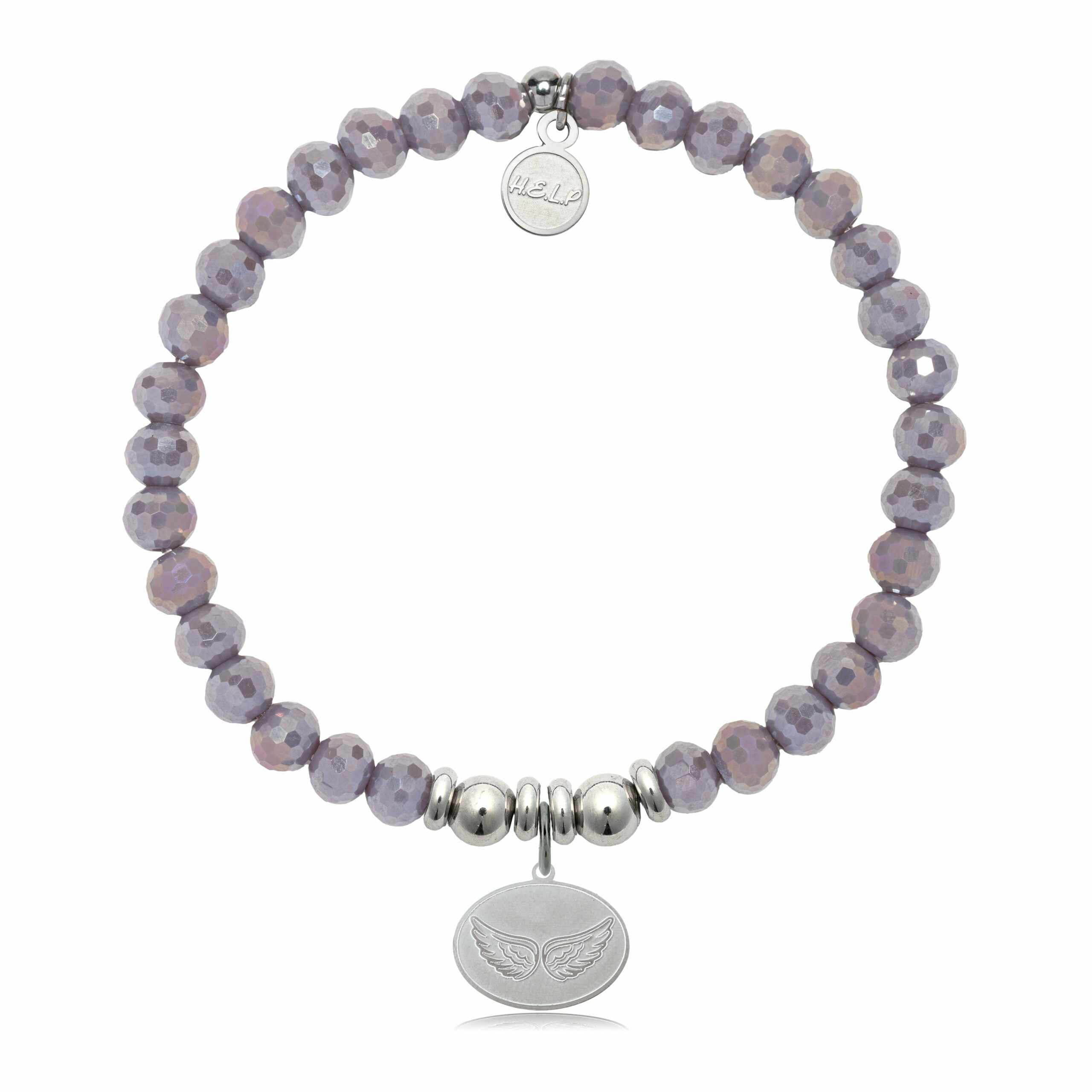 Angel Wings Charm with Purple Crystal Charity Bracelet