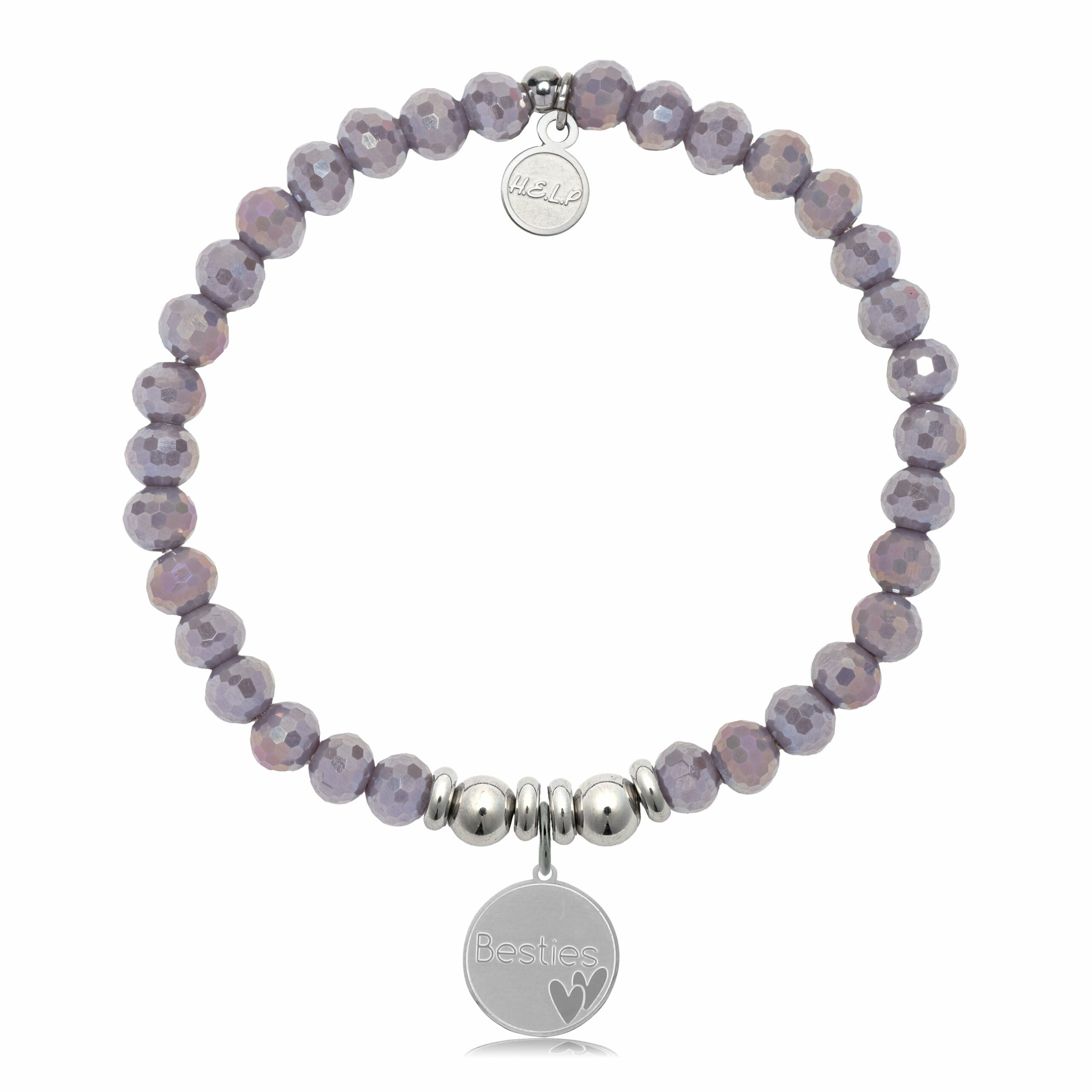 Bestie Charm with Purple Crystal Charity Bracelet