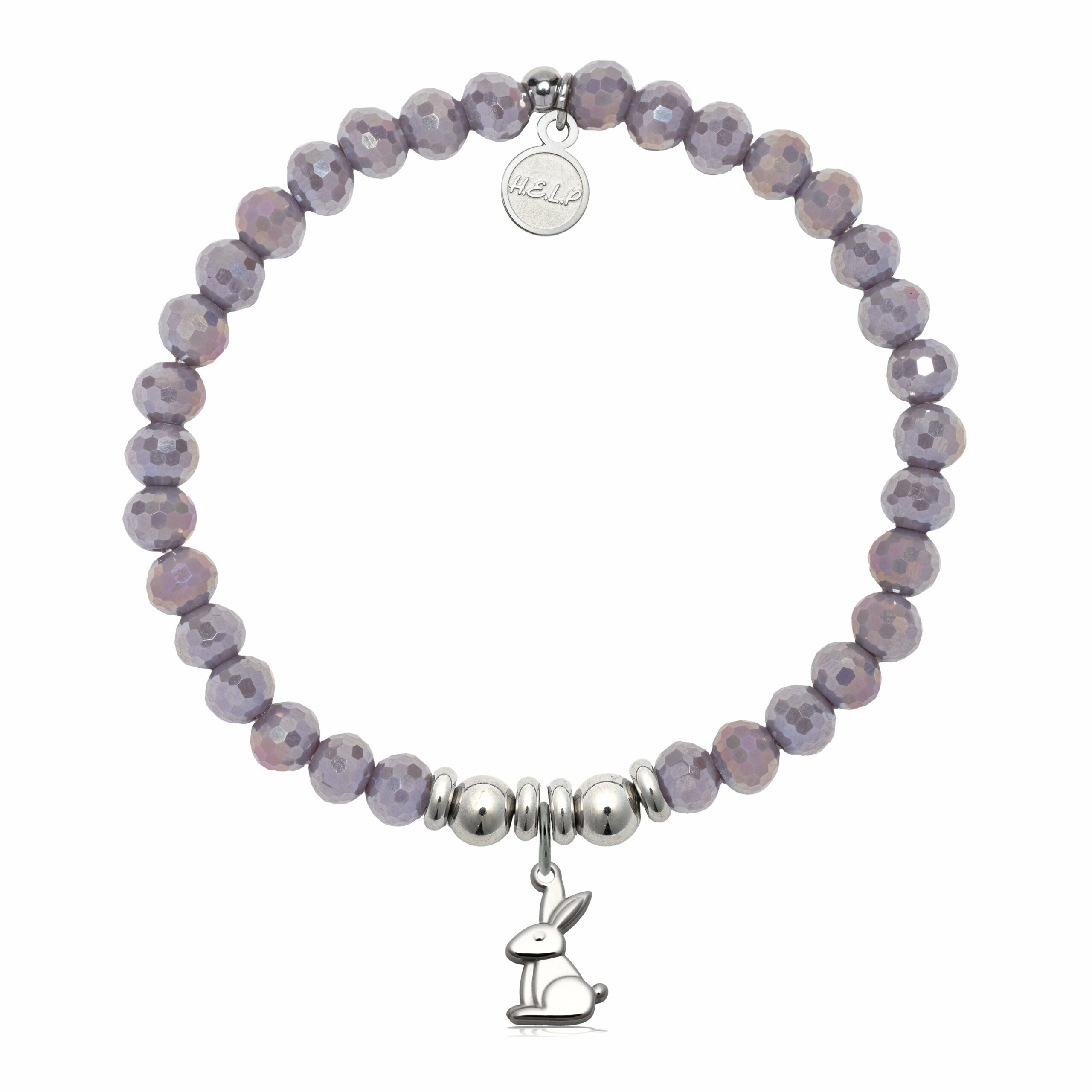 Bunny Charm with Purple Crystal Charity Bracelet