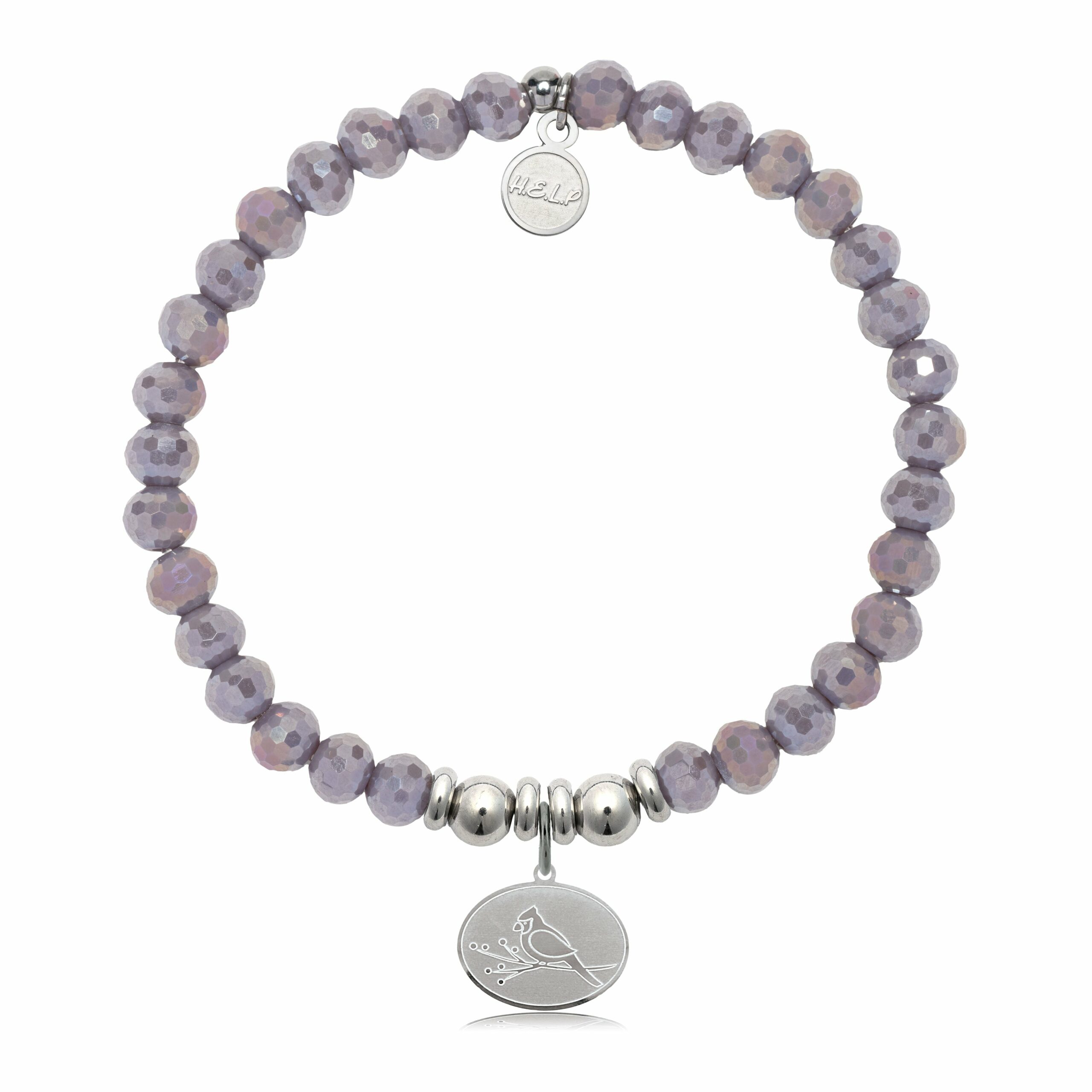 Cardinal Charm with Purple Crystal Charity Bracelet