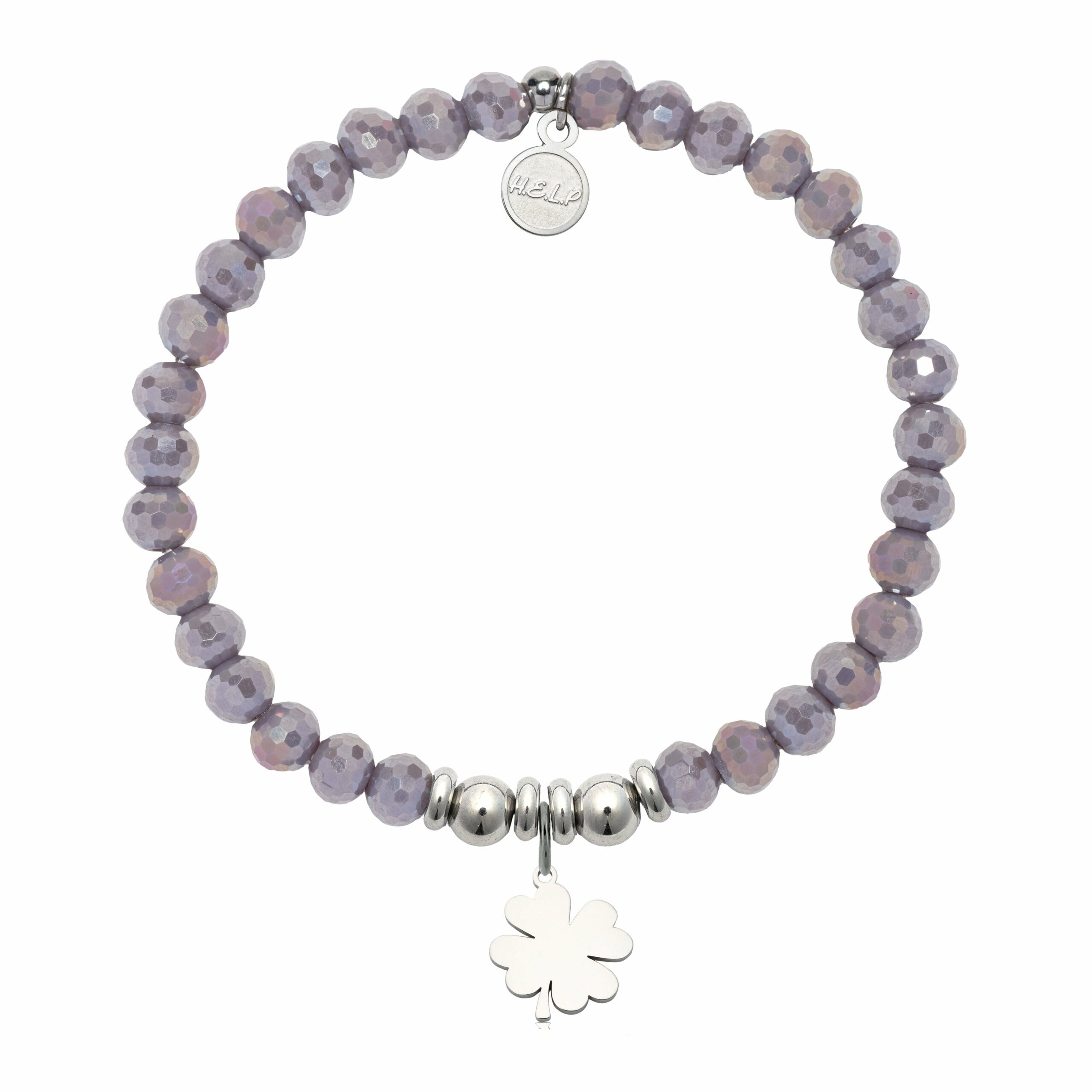 Clover Charm with Purple Crystal Charity Bracelet