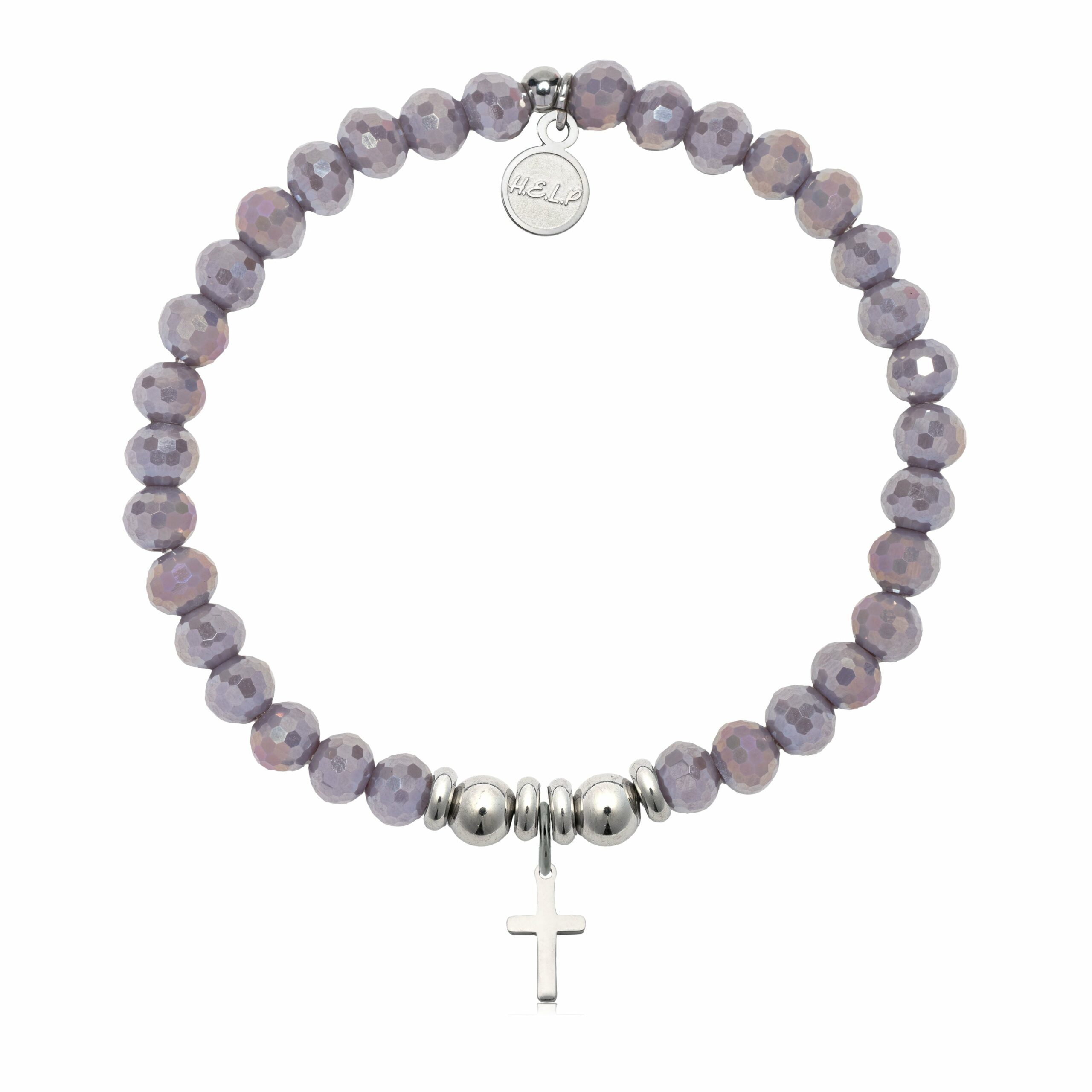 Cross Charm with Purple Crystal Charity Bracelet