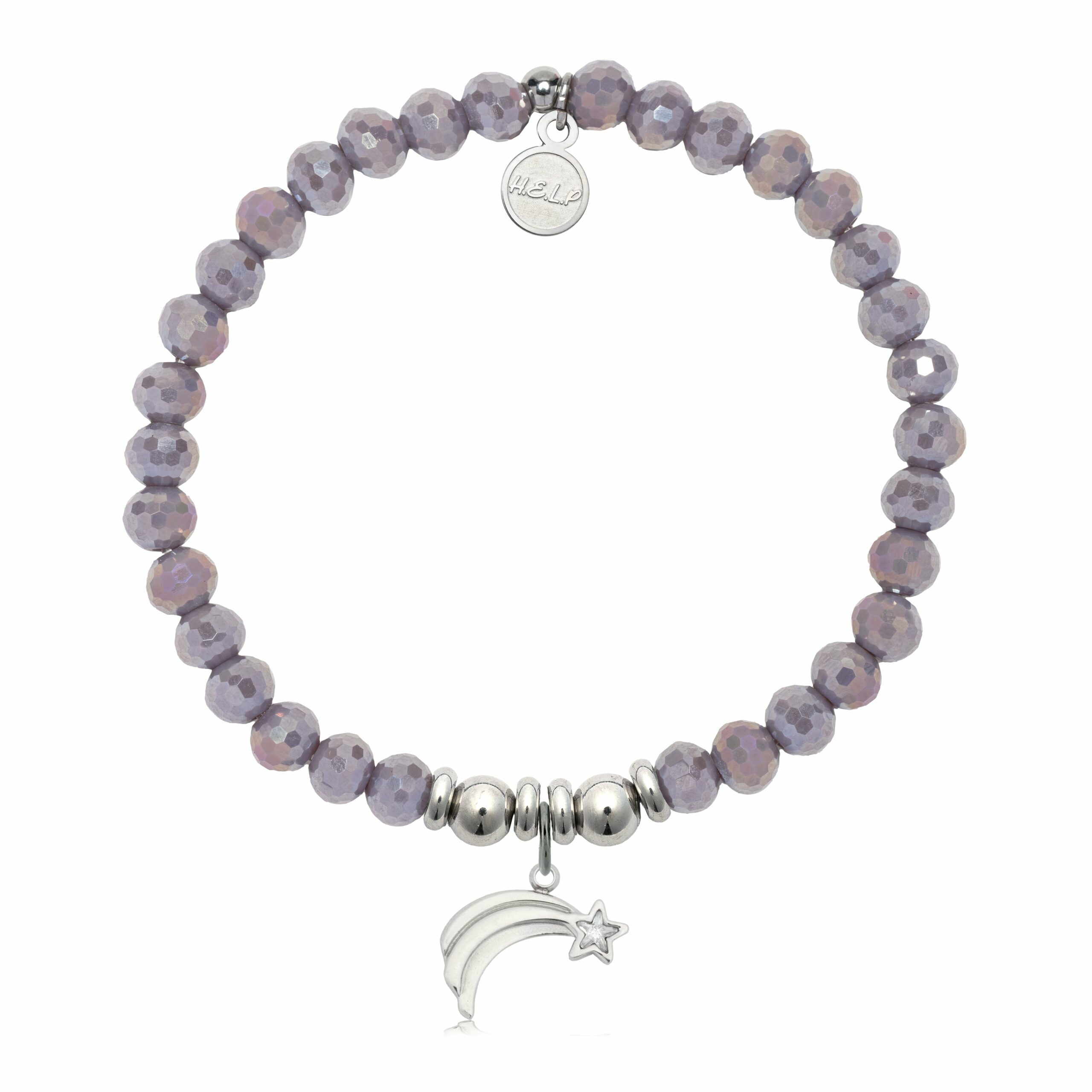 Shooting Star Charm with Purple Crystal Charity Bracelet