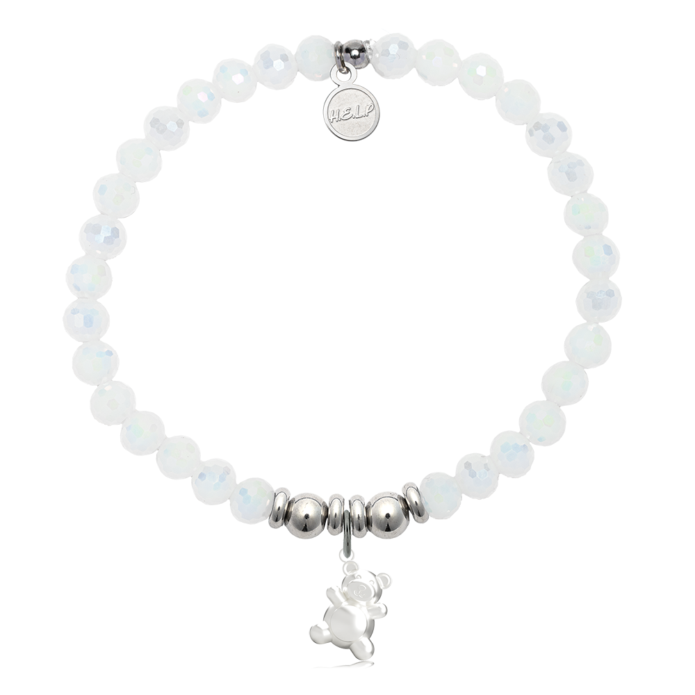 Teddy Bear Charm with White Crystal Charity Bracelet