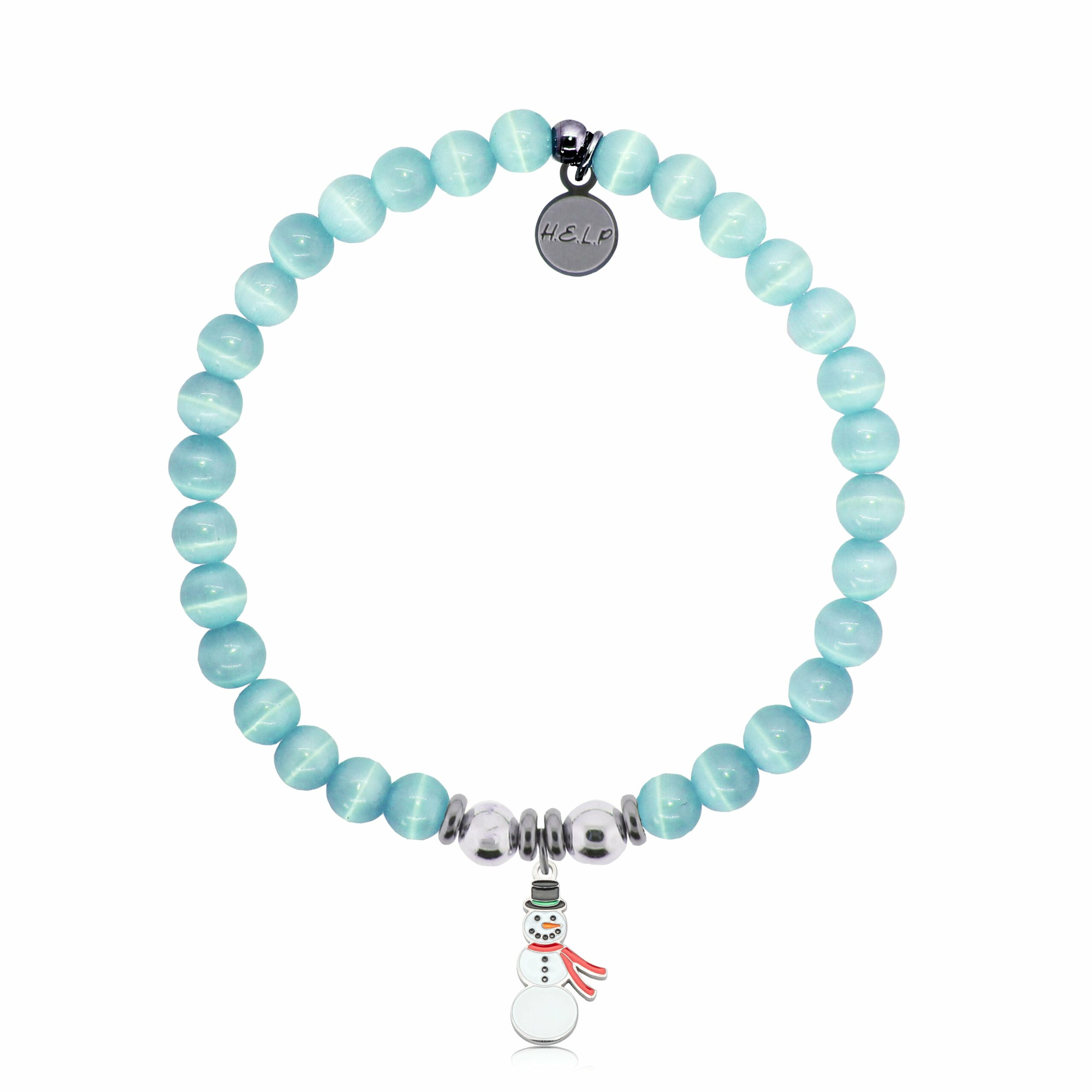 Frosty Charm with Aqua Cats Eye Charity Bracelet