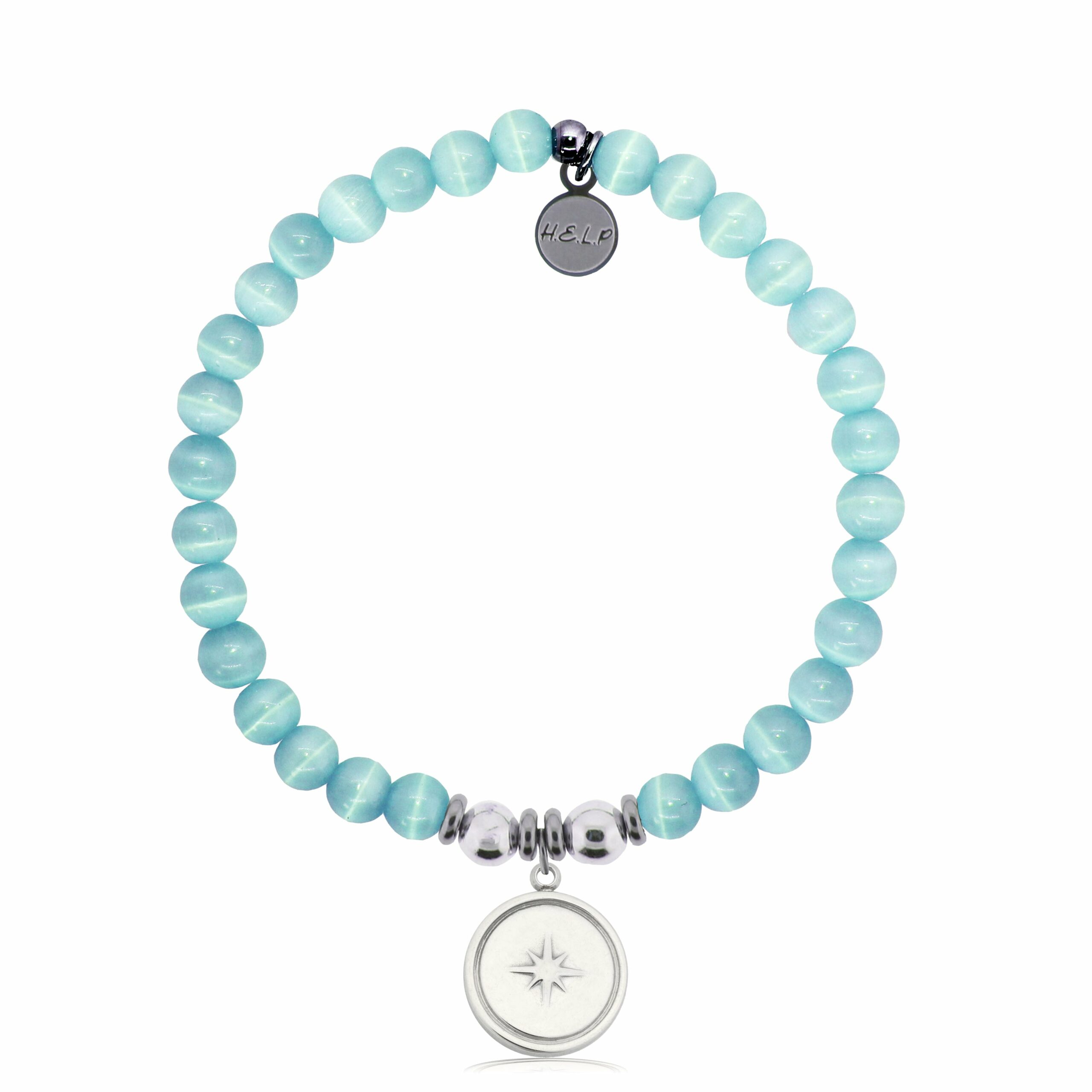 Milestone Charm with Aqua Cats Eye Charity Bracelet