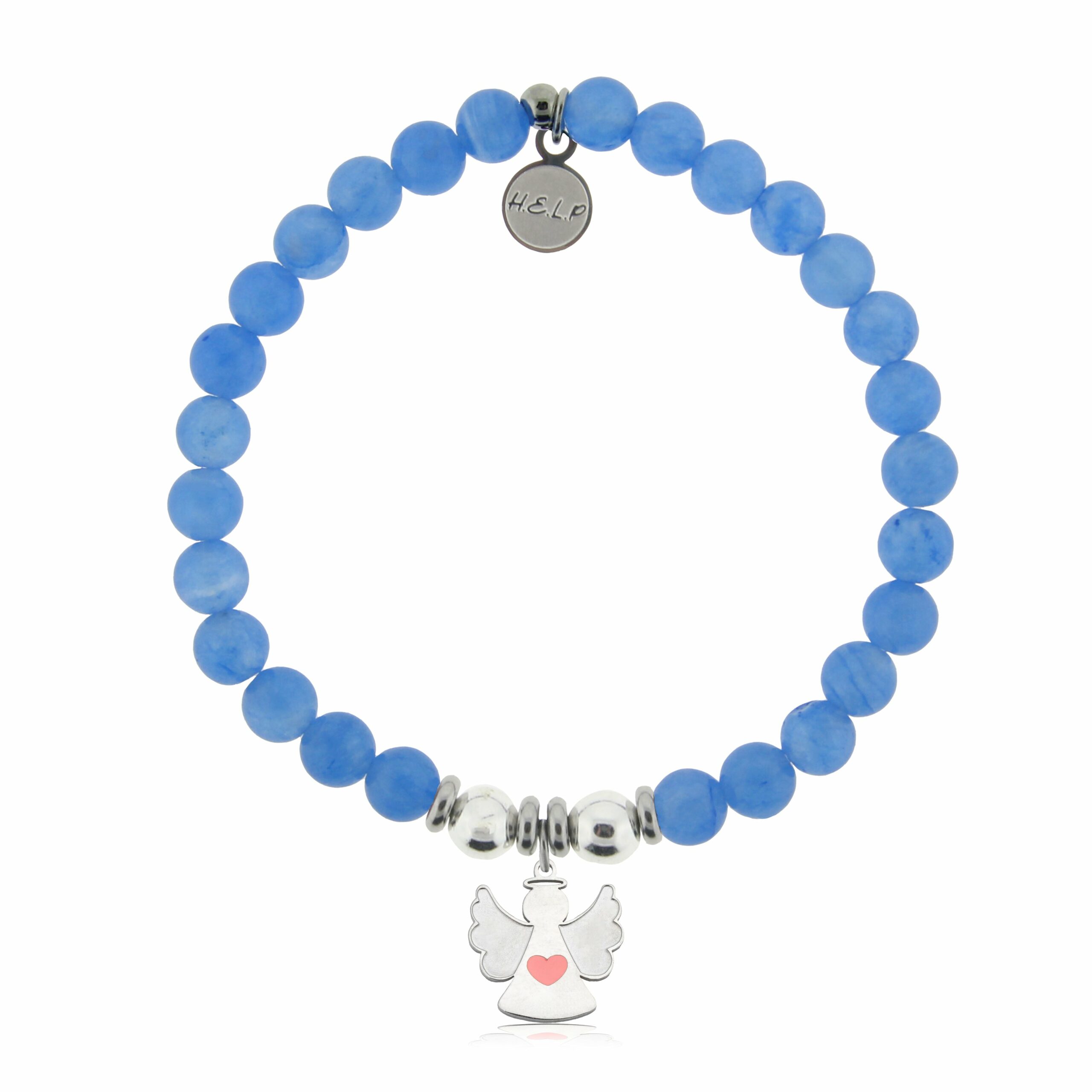 Angel Heart Charm with Azure Blue Jade Charity Bracelet