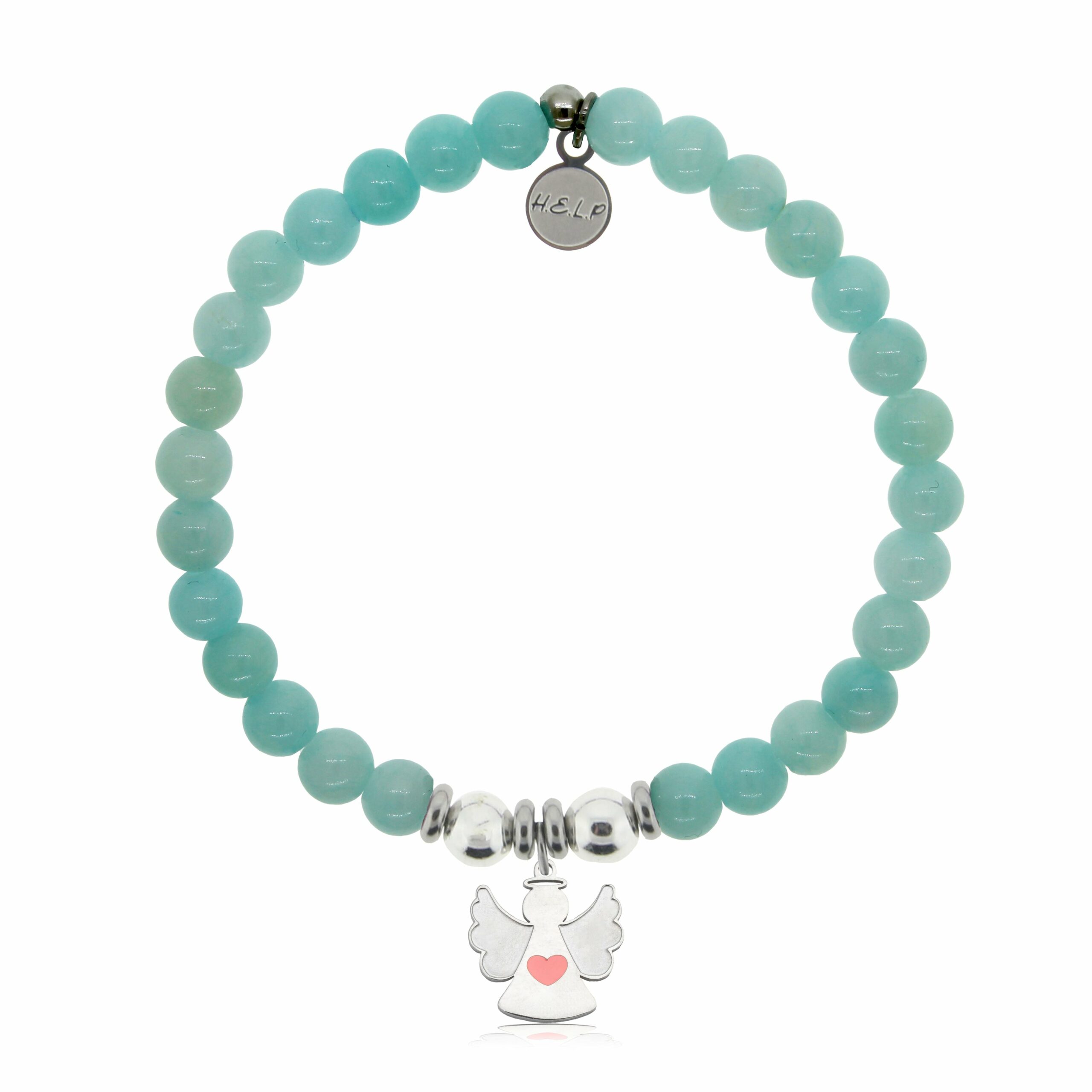 Angel Heart Charm with Baby Blue Quartz Charity Bracelet